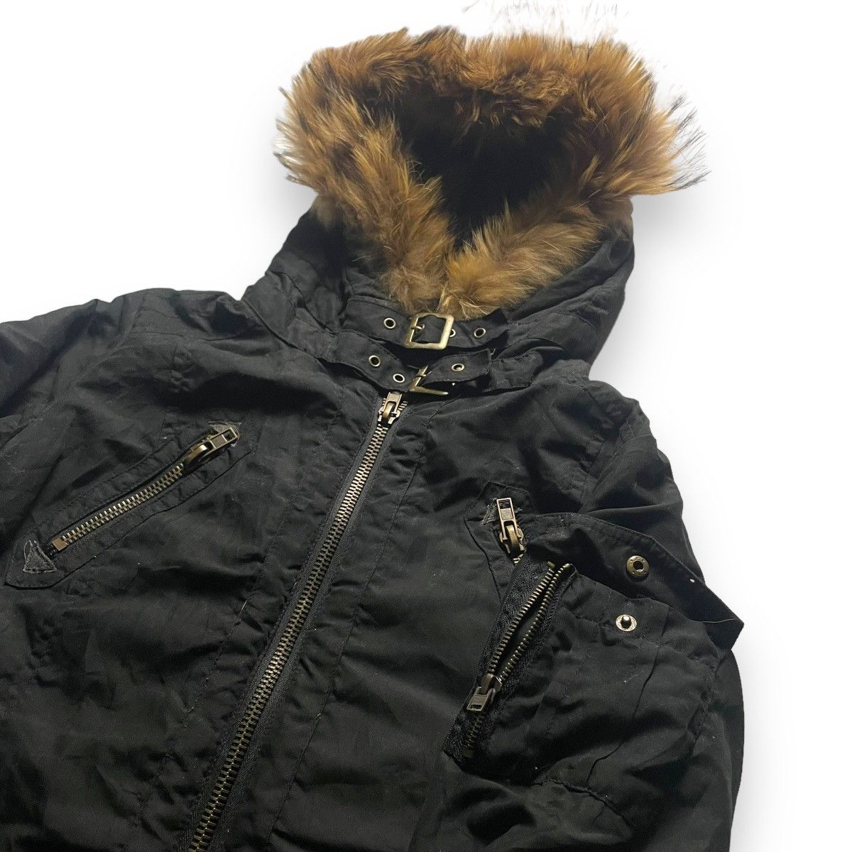 If Six Was Nine EMSEXCITE BONDAGE PUNK GOTHIC 5 POCKETS FUR HOODIE JACKET Size US M / EU 48-50 / 2 - 7 Thumbnail