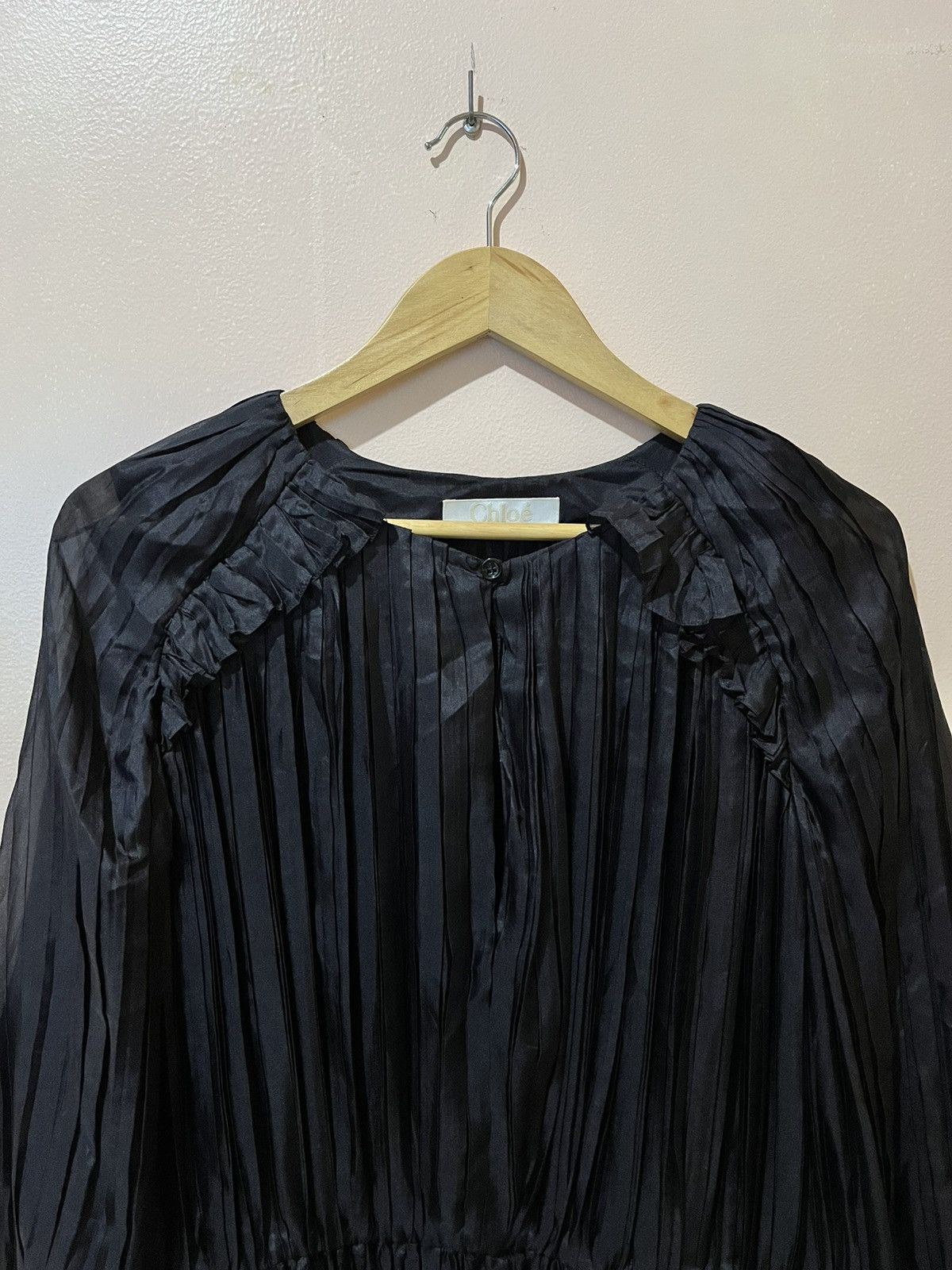 Chloe Chloè - Phoebe Philo - Pleated - Puff Sleeve - Midi Dress Size M / US 6-8 / IT 42-44 - 6 Thumbnail