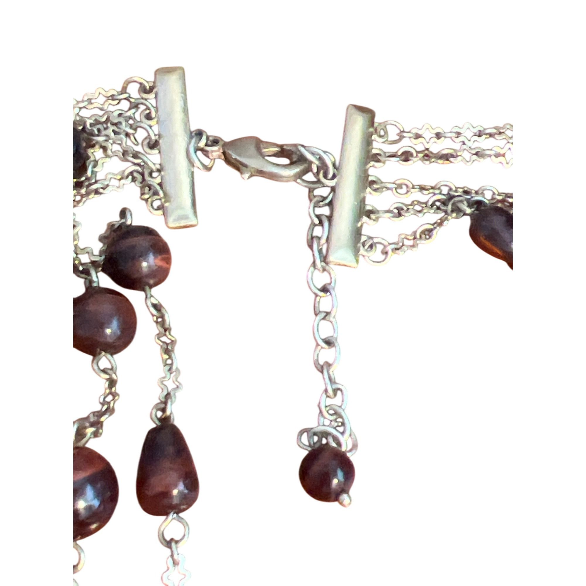Other Vintage Multi Strand Beaded Necklace Brown Red Cat Eye Beads Size ONE SIZE - 4 Thumbnail