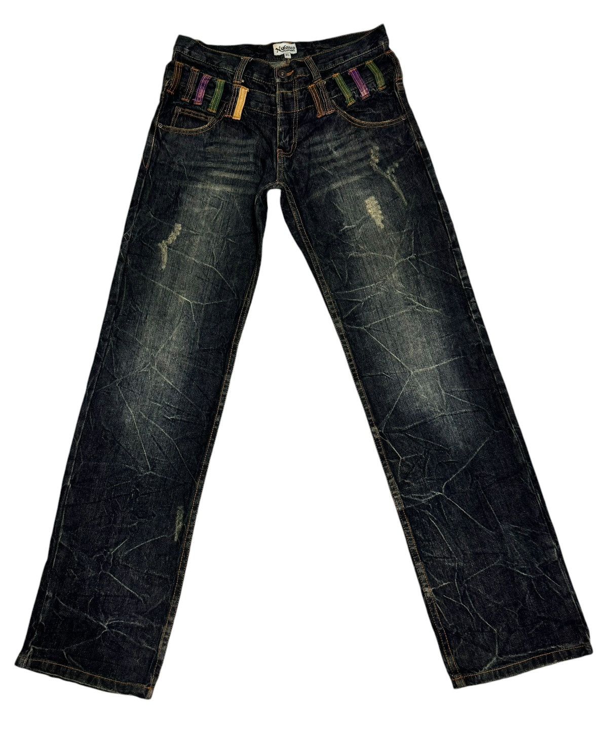 Japanese Brand ⚡️⚡️Distressed Japanese Nylaus Double Waist Jeans Size US 32 / EU 48 - 1 Thumbnail