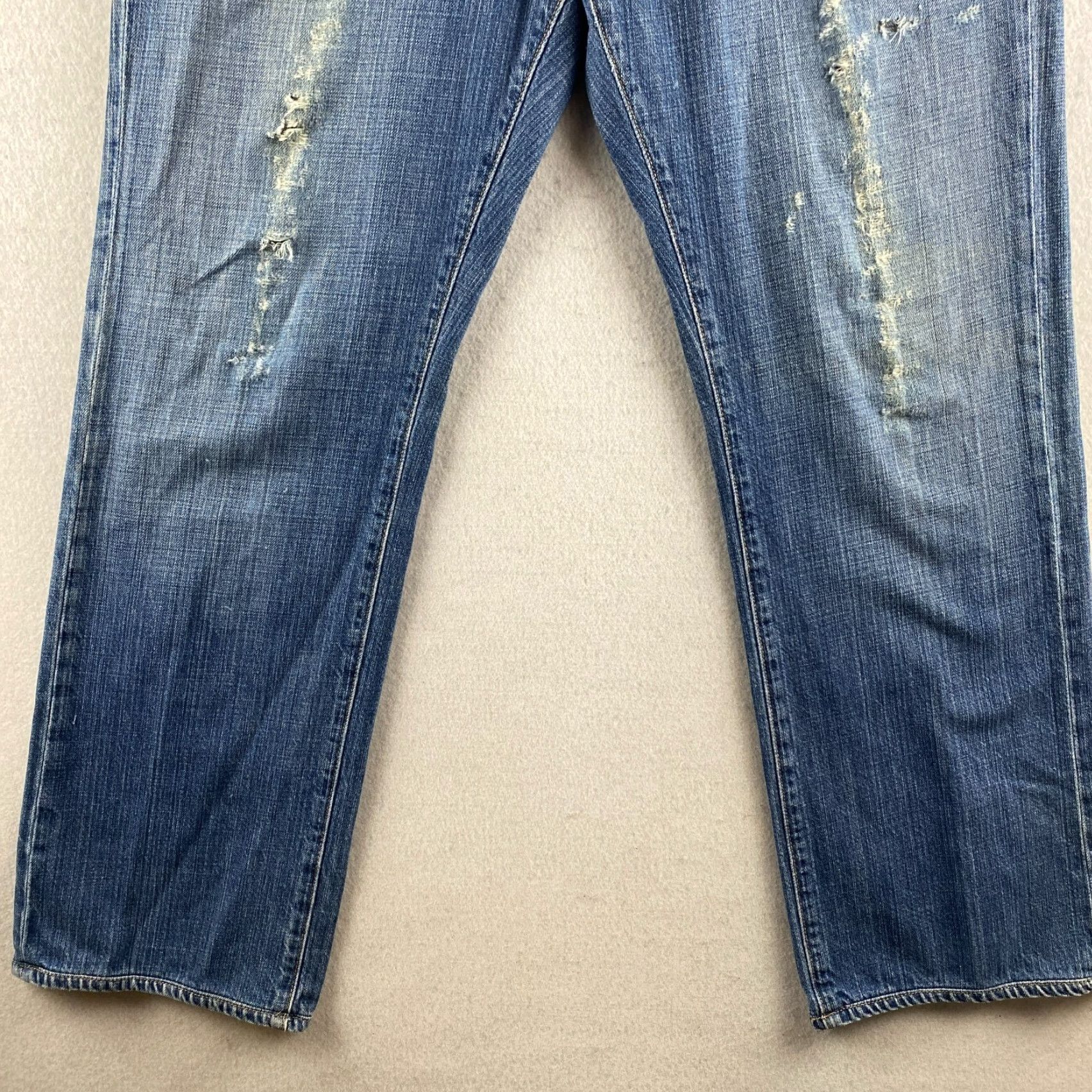Denime VINTAGE Agave Jeans Mens 36 Blue Relaxed Straight Distressed Denim Dark Size US 36 / EU 52 - 3 Thumbnail
