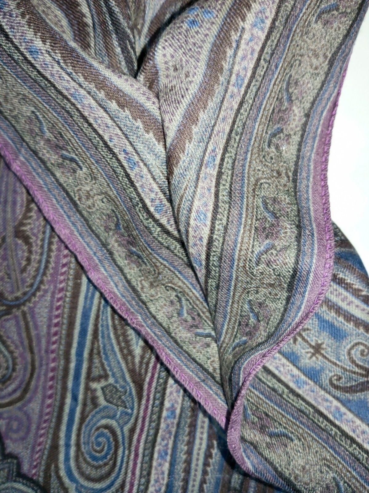 Etro ETRO MILANO ITALY Paisley Gray Vintage Silk Wool Scarf Shawl Size ONE SIZE - 11 Thumbnail