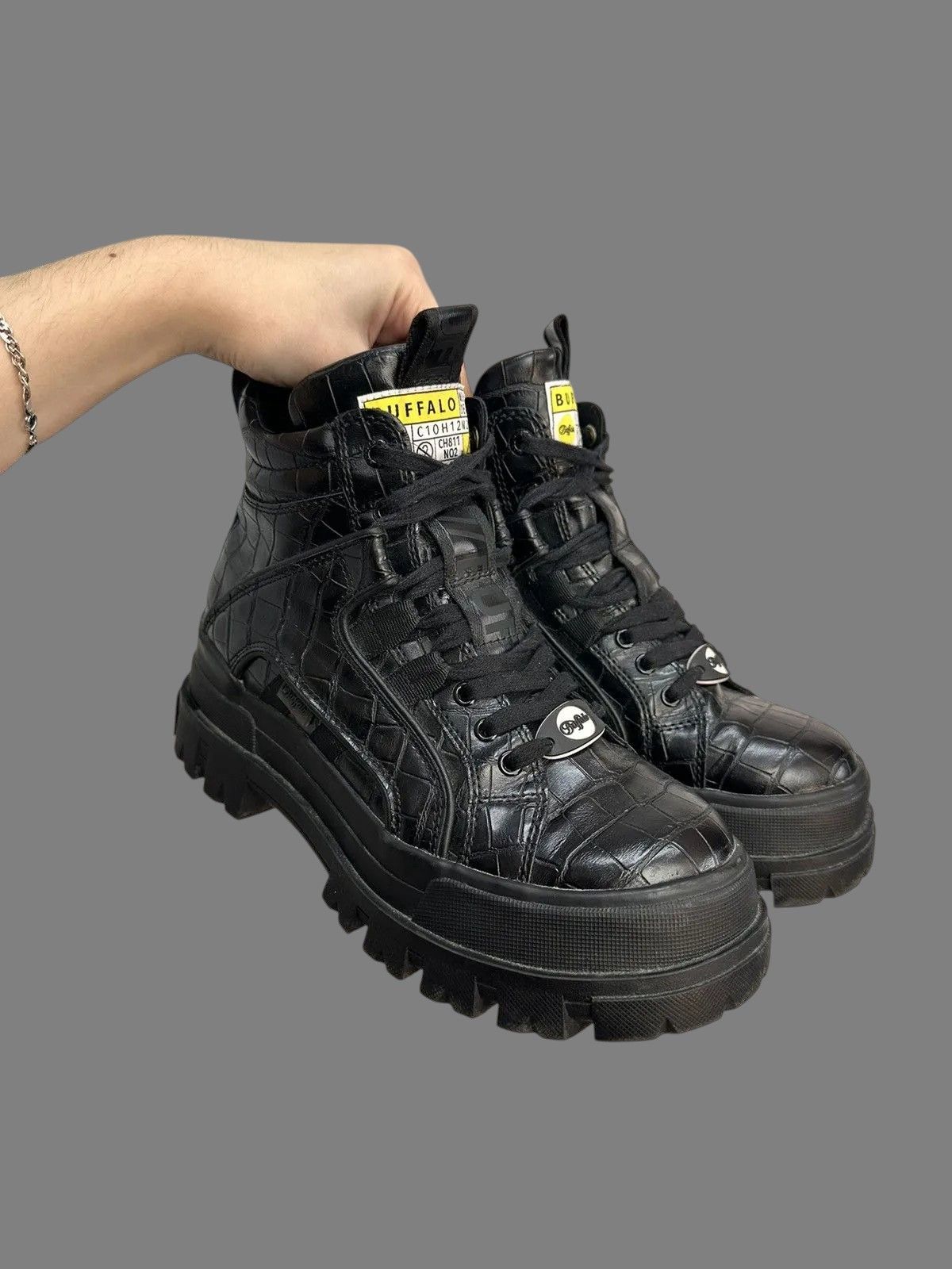 New Rock Gothic Platform Leather Boots Vintage Buffalo AS98 Look Size US 9 / IT 39 - 11 Thumbnail
