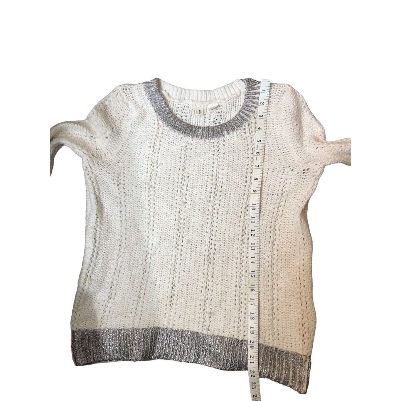 Anthropologie Moth Cream Silver Knit wool blend Sweater size S Size S / US 4 / IT 40 - 10 Thumbnail