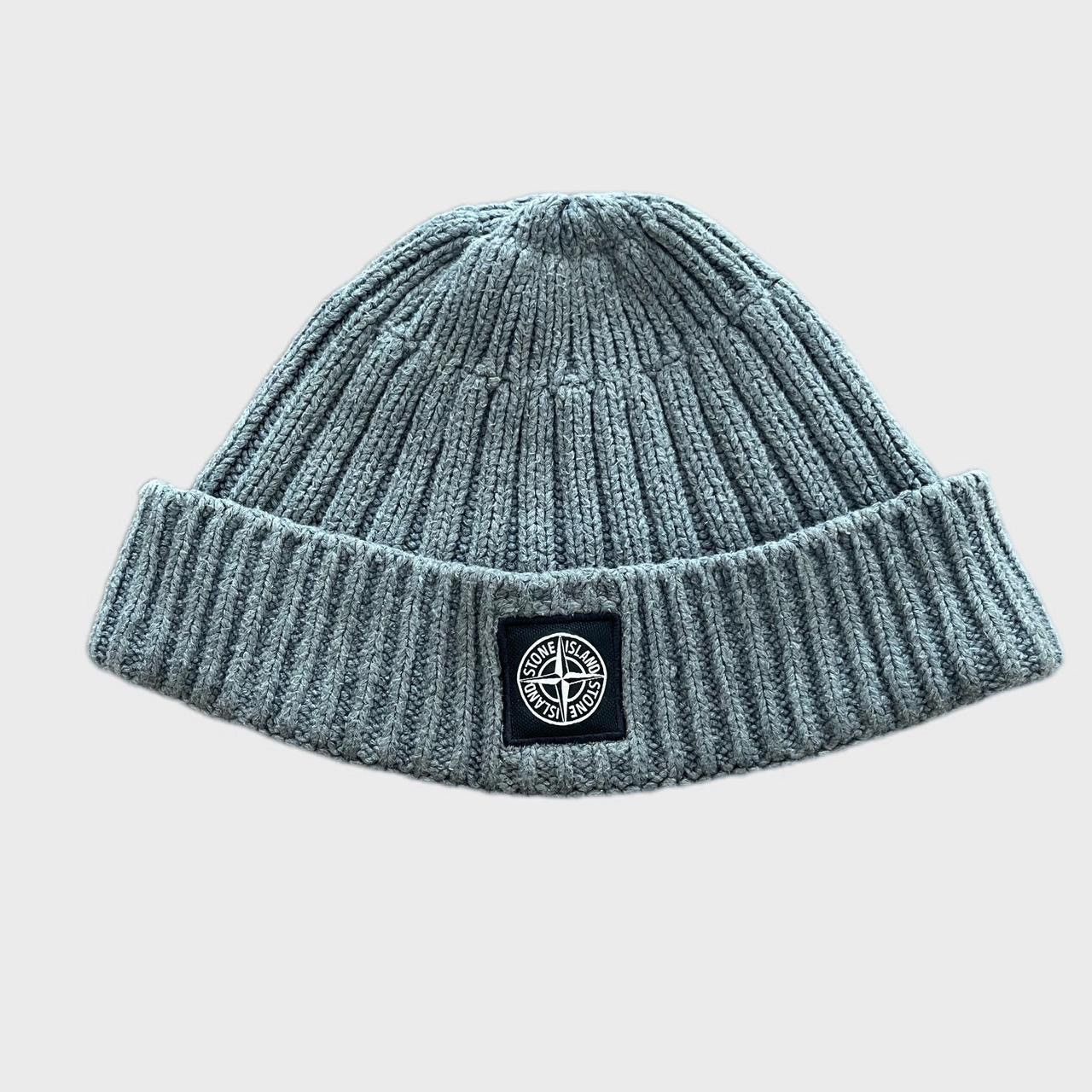image of Stone Island Authentic Beanie Hat A/w Grey Thick Knit, Men's