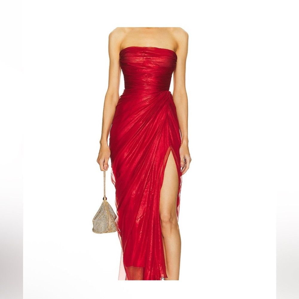 Other MARIA LUCIA HOHAN Bryony Strapless Draped Silk Chiffon Mid Size XS / US 0-2 / IT 36-38 - 3 Thumbnail