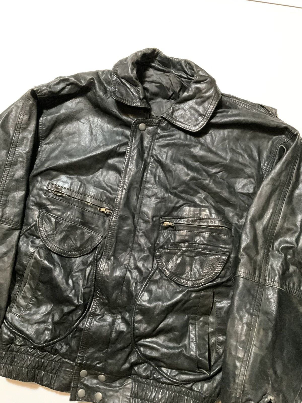 Vintage Vintage Motorcycle Bike Lamb Goat Skin Zip Bomber Jacket Size US L / EU 52-54 / 3 - 5 Thumbnail