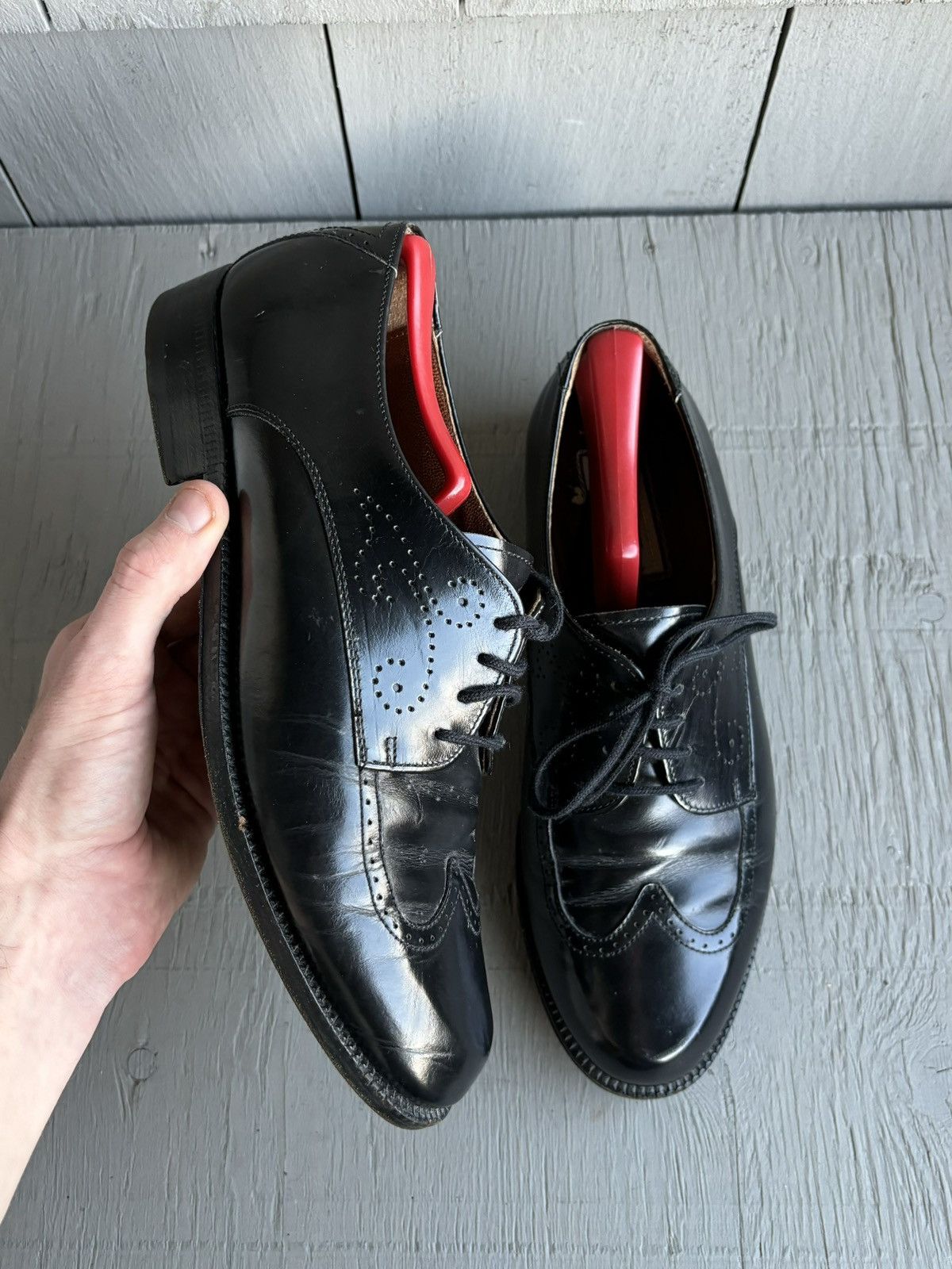 FABI × Vintage Vintage Black Leather Wingtip Derby Shoes Oxford Fabi Mens 8 Size US 8 / EU 41 - 14 Thumbnail