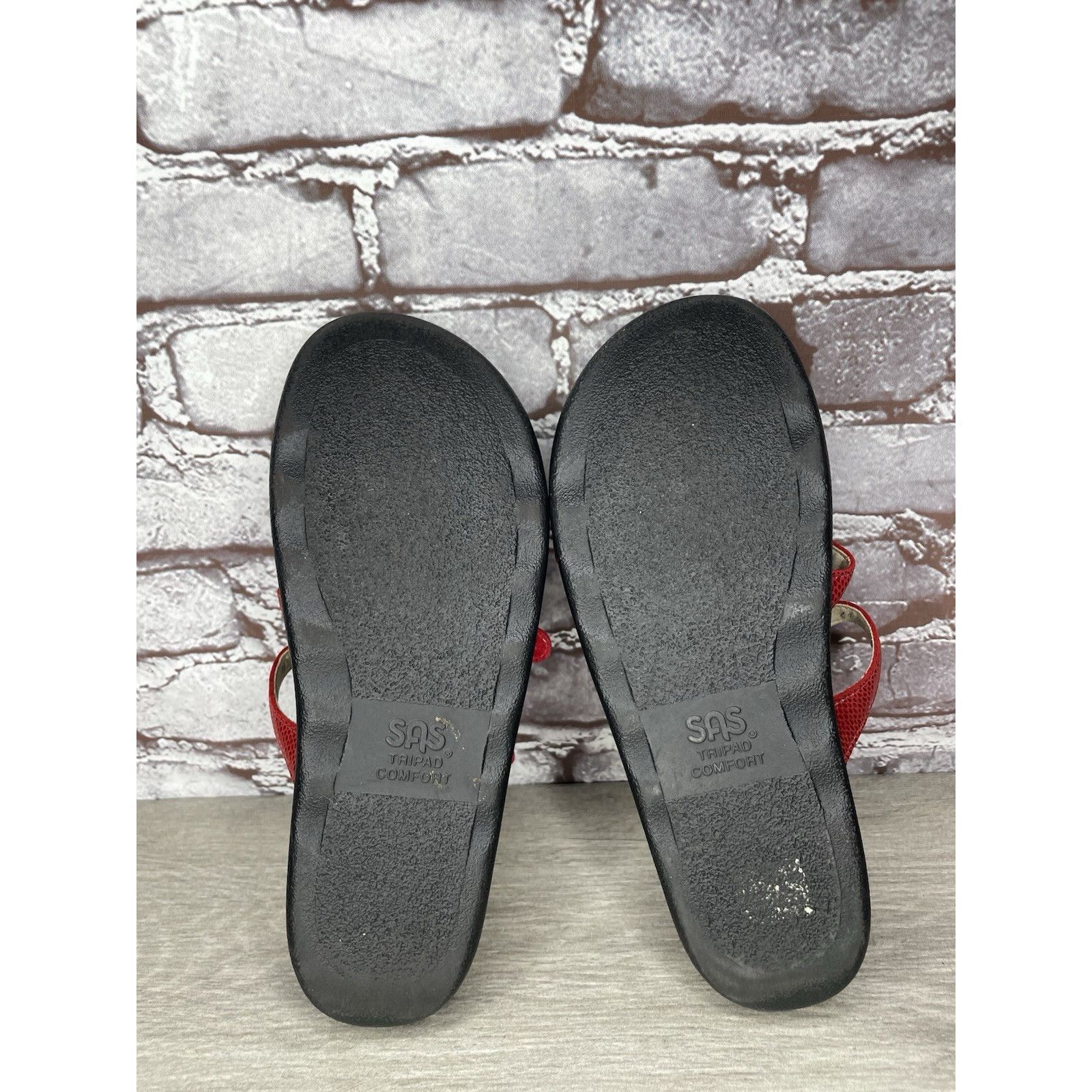 Other SAS Naples Red Leather Snakeskin Embossed 3 Strap Sandals Wo Size US 9.5 / IT 39.5 - 21 Thumbnail