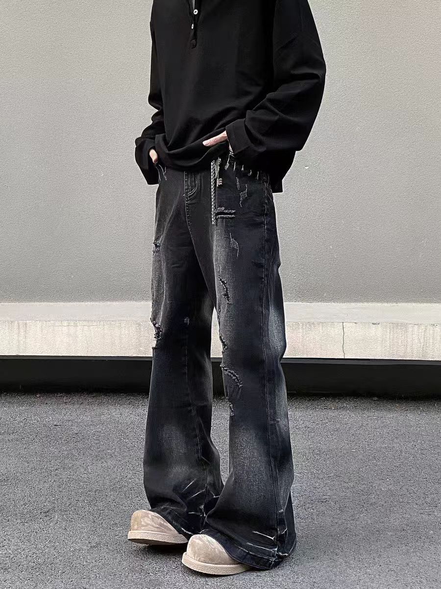 Designer × Jean × Vintage High street vintage ripped micro flare baggy jeans Size US 32 / EU 48 - 2 Thumbnail