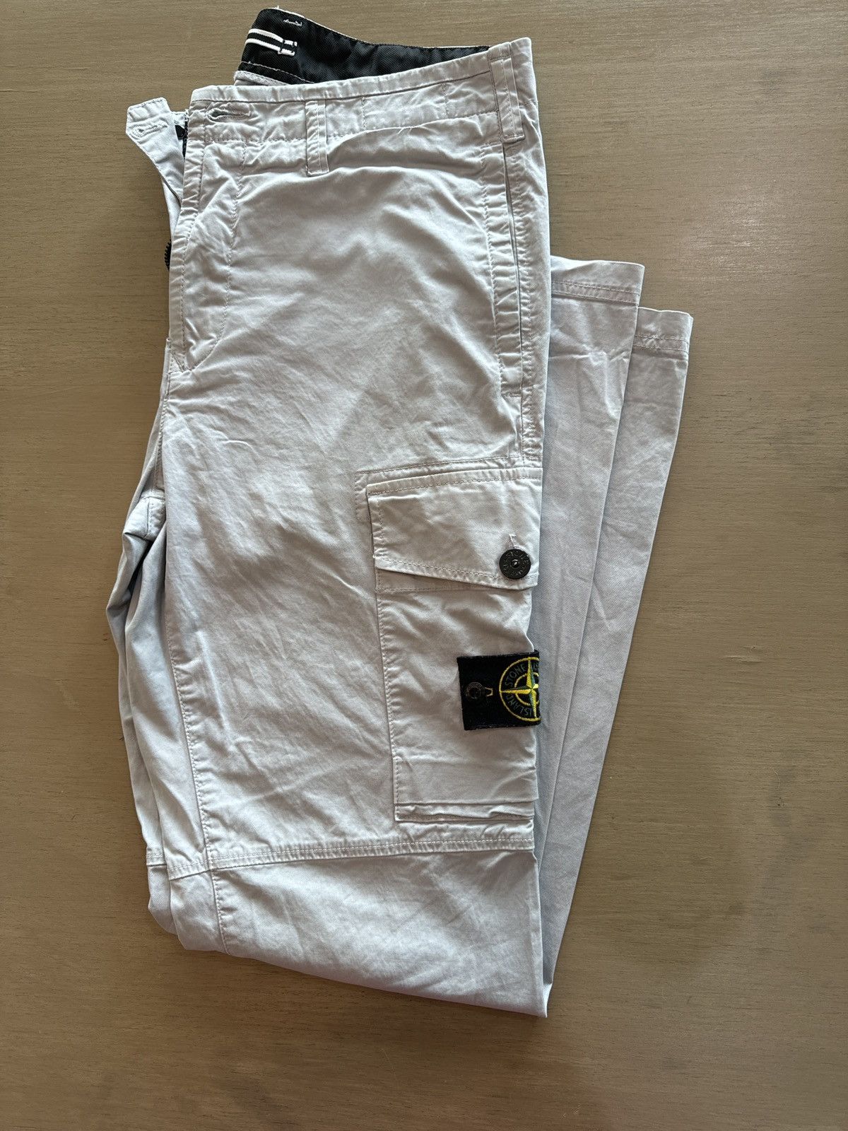 image of Stone Island Gray Patch Cargo Pant in Grey, Men's (Size 34)