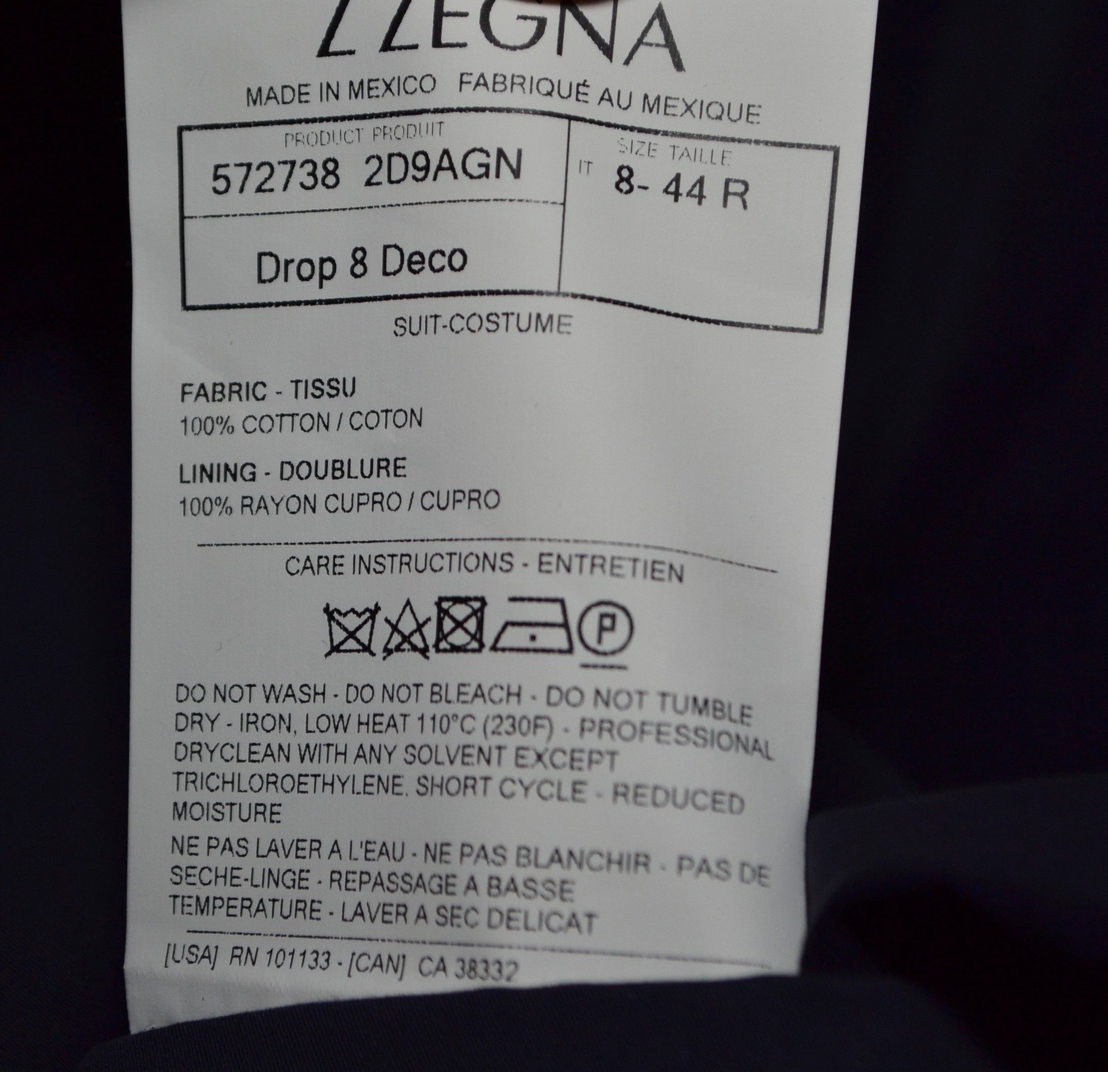 Z Zegna Z Zegna Modern Drop 8 Deco Blue Cotton Suit 44 R Size 44R - 13 Thumbnail