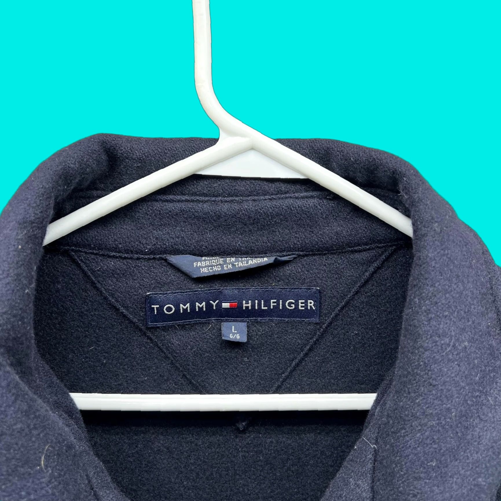 Tommy Hilfiger Tommy Hilfiger Jacket Men Large Blue Wool Coat Casual Overcoat Pockets Size US L / EU 52-54 / 3 - 1 Thumbnail