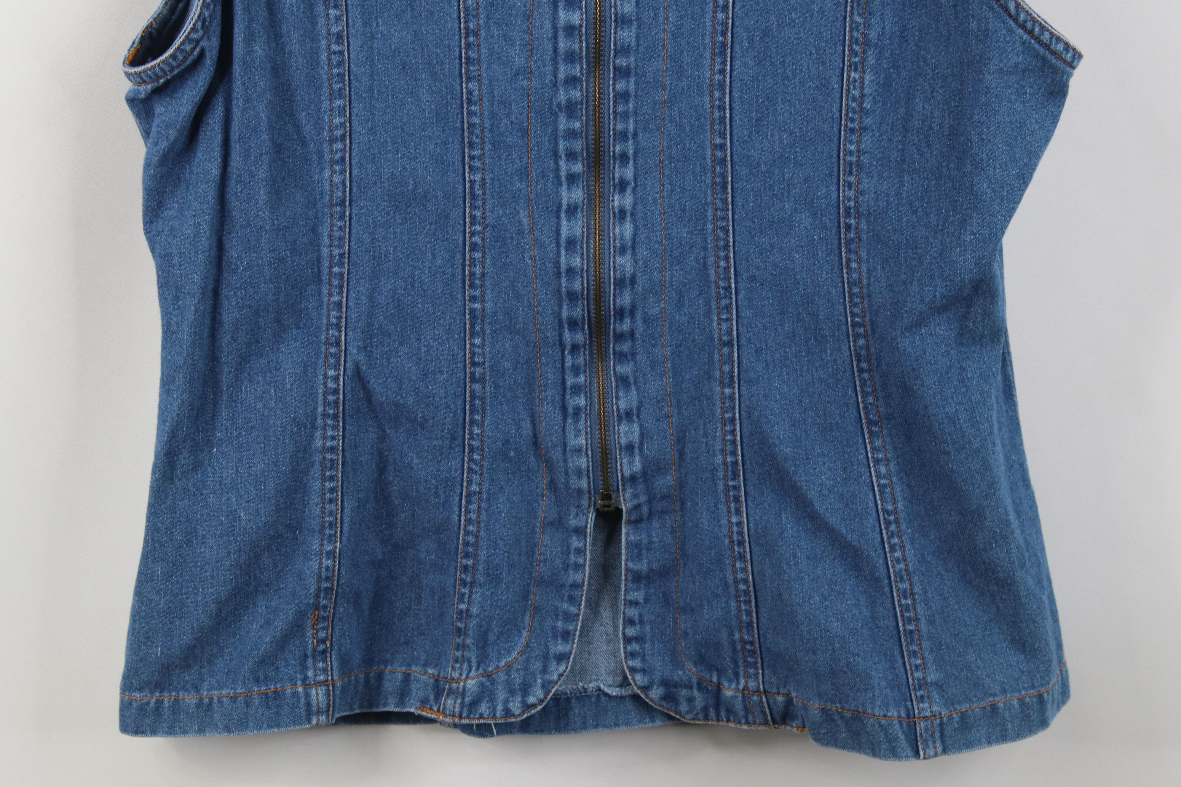 Vintage Vintage 90s Y2K Babydoll Full Zip Denim Jean Vest Jacket Size L / US 10 / IT 46 - 3 Thumbnail