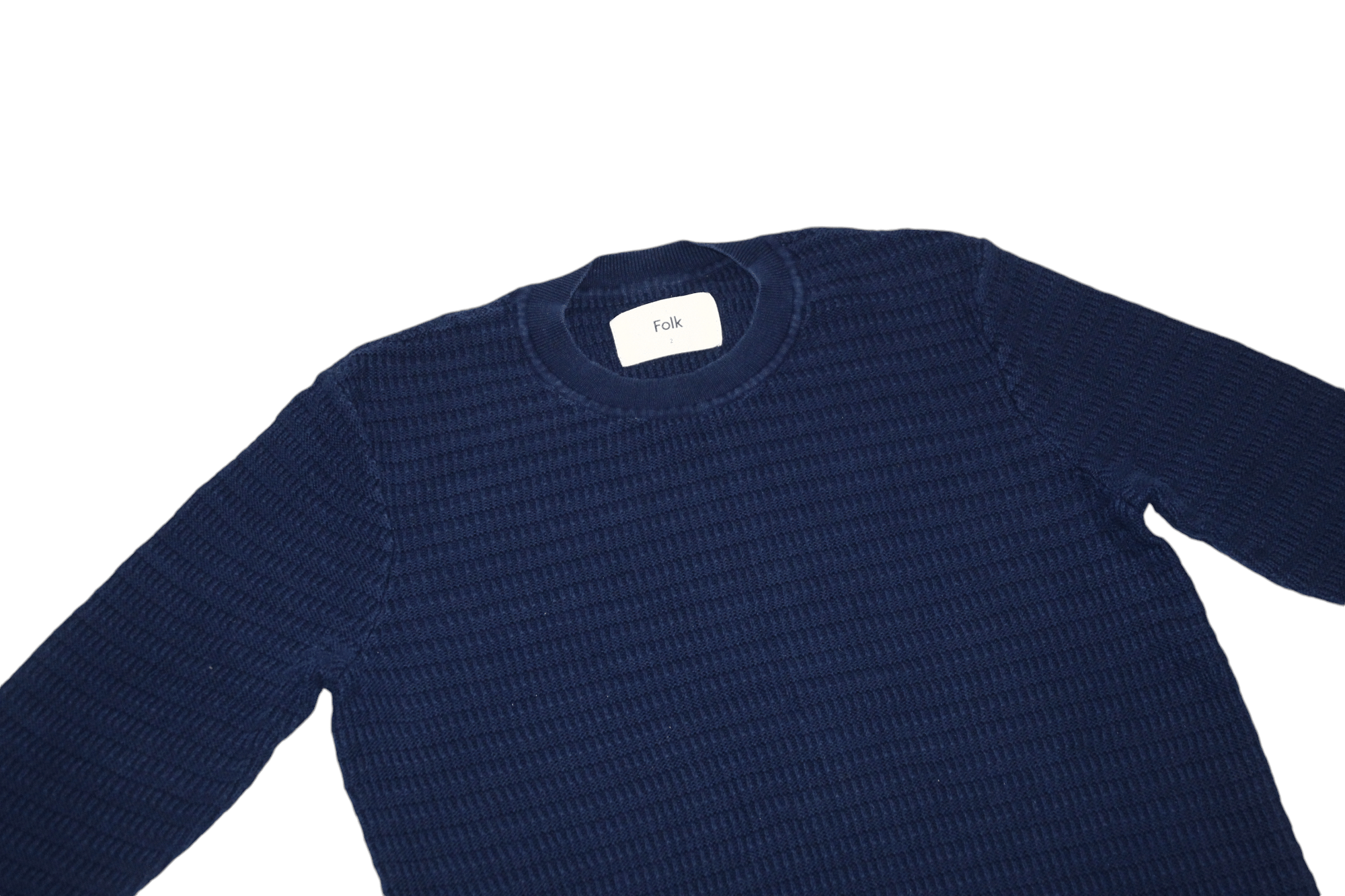 Folk Folk Indigo Dyed Cotton Rib Knit Crew Neck Jumper Size US S / EU 44-46 / 1 - 2 Thumbnail