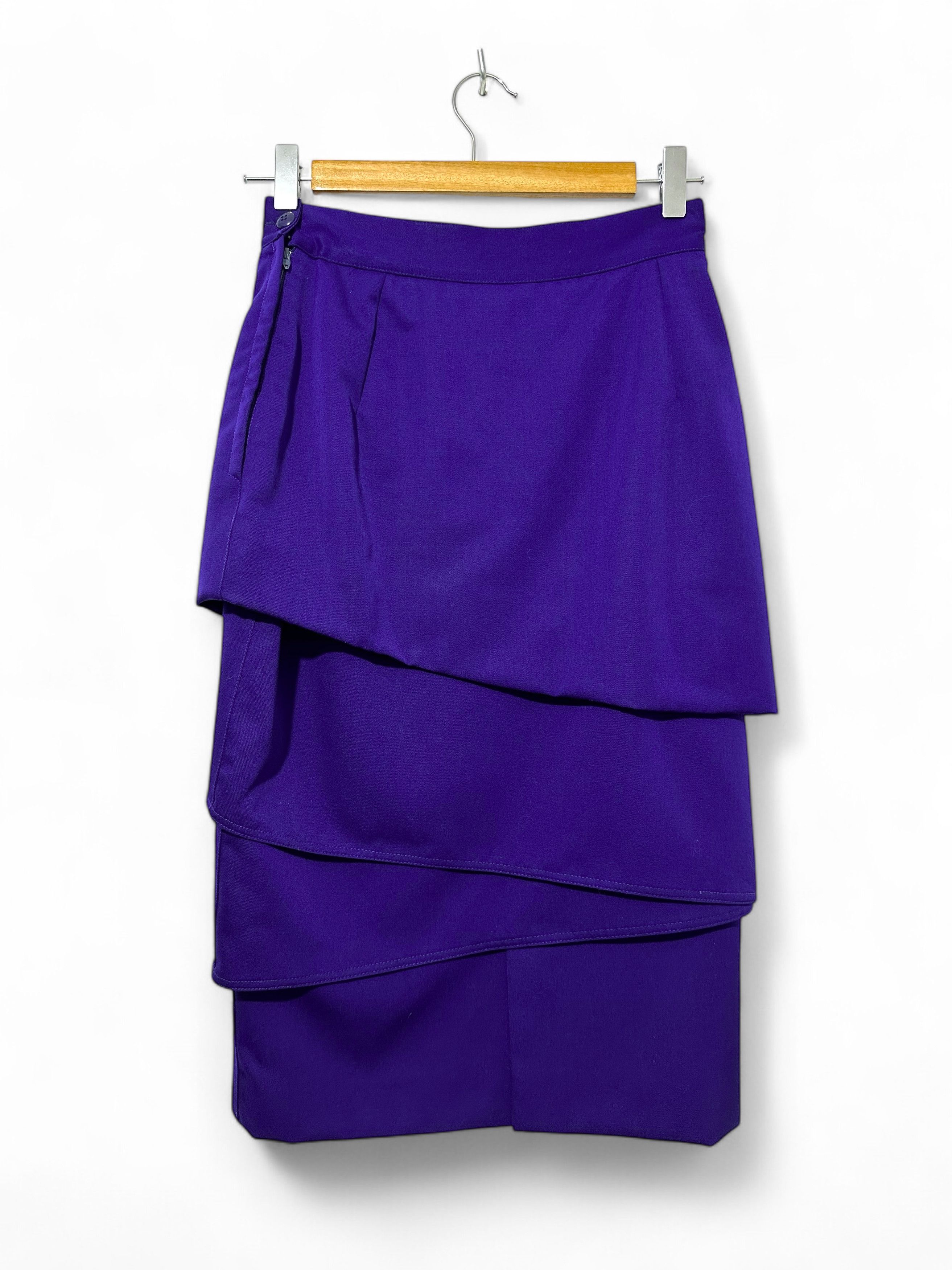Versace Rare Vintage Gianni Versace Wool Layered Midi Skirt IT40 Size 27" / US 4 / IT 40 - 2 Thumbnail