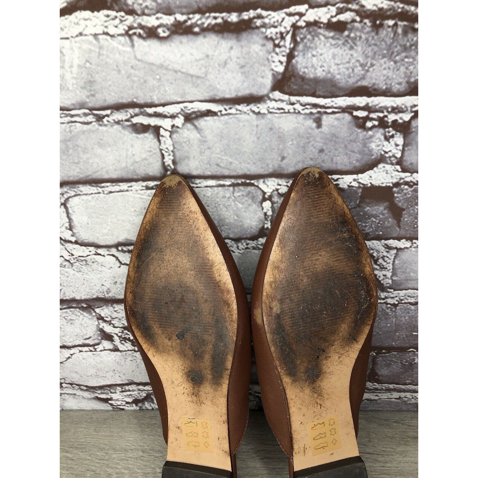 Other J Crew Brown Leather Pointed Toe Slip On Mules Flats Shoes W Size US 8.5 / IT 38.5 - 22 Thumbnail