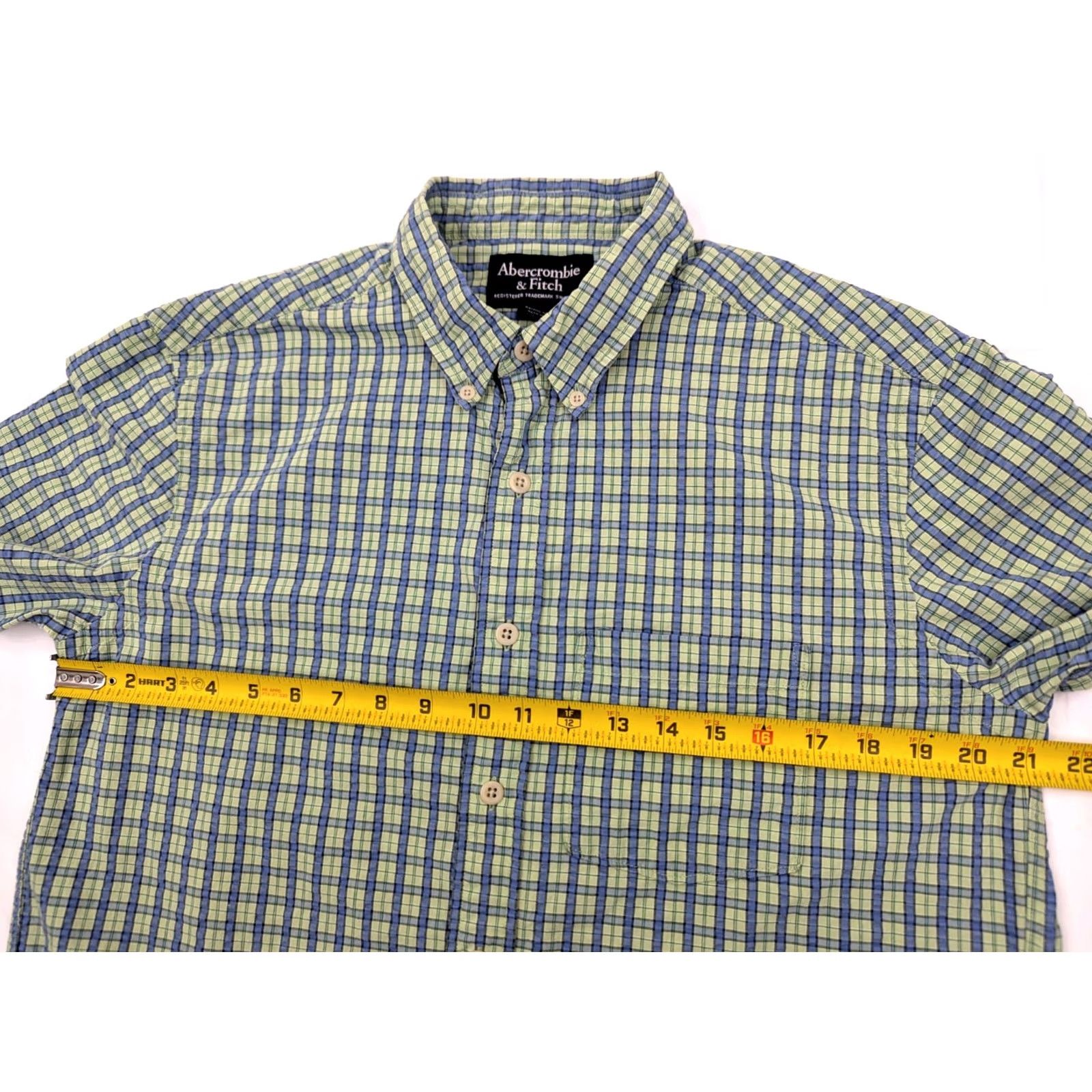 Abercrombie & Fitch Abercrombie & Fitch Button-Up Shirt Mens M Green Blue Plaid Seersucker Short Sleeve Casual Vintage: No Size US M / EU 48-50 / 2 - 4 Thumbnail