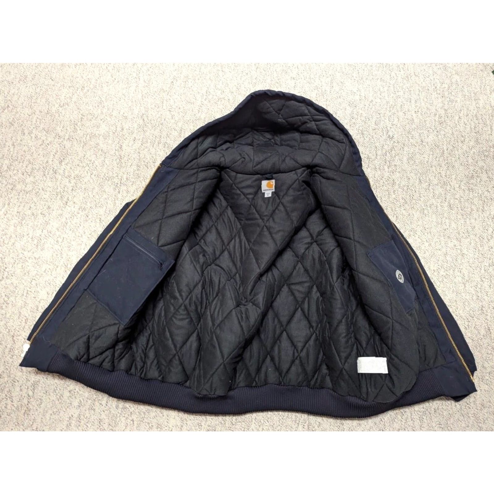 Carhartt VINTAGE Carhartt Jacket 3XL Navy Blue Hooded Coat Y2K Quilt Duck Cotton USA Made Mens Size US XXL / EU 58 / 5 - 3 Thumbnail