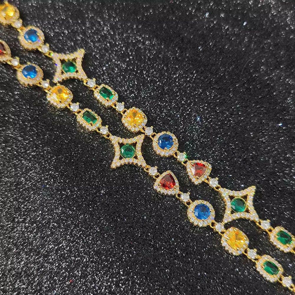 Jewelry Hip Hop Jewelry Women Colored Zircon Iced Out Necklace Size ONE SIZE - 4 Thumbnail