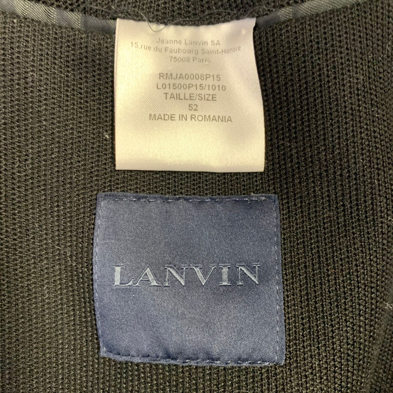 Lanvin Size 42 Black Mixed Fabrics Cotton Single breasted Jacket Size US L / EU 52-54 / 3 - 5 Thumbnail