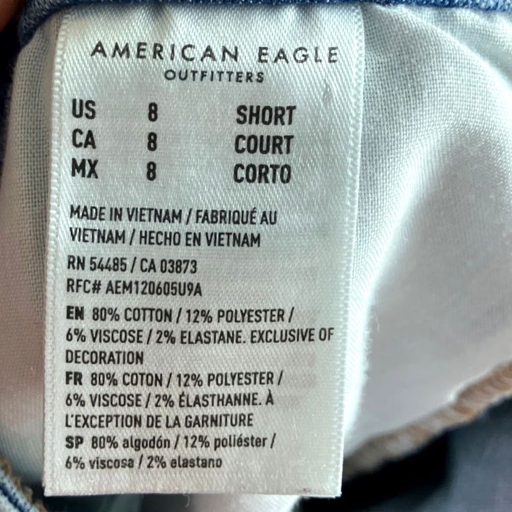 American Eagle Outfitters American Eagle Womens Jeans Blue Denim High Rise Jegging Distressed Thrashed 8S Capris Size 30" / US 8 / IT 44 - 6 Thumbnail