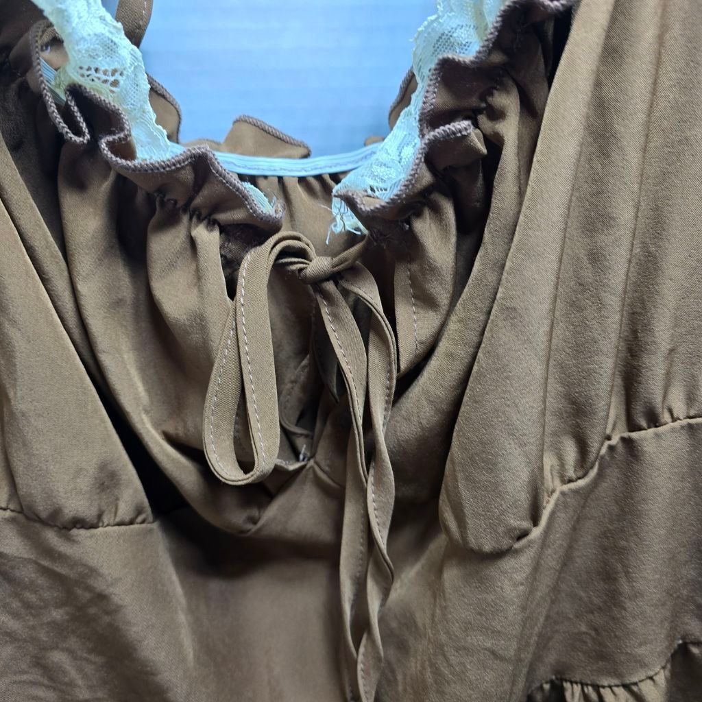The Unbranded Brand Women's ROMWE Brown Off-Shoulder Dress, Size XL Size XL / US 12-14 / IT 48-50 - 3 Thumbnail