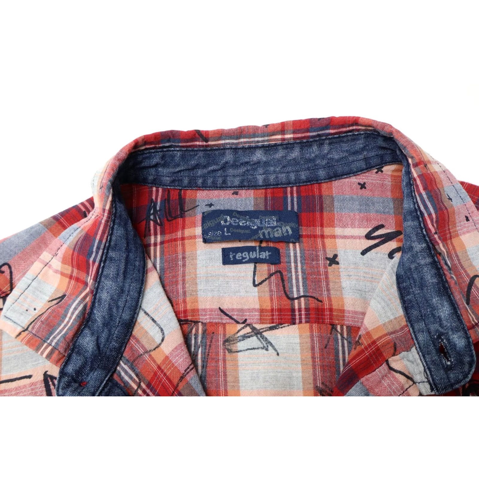 Desigual Desigual Shirt Men's LARGE Multicolor Chest Pocket Graphic Scribble Print Size US L / EU 52-54 / 3 - 5 Thumbnail