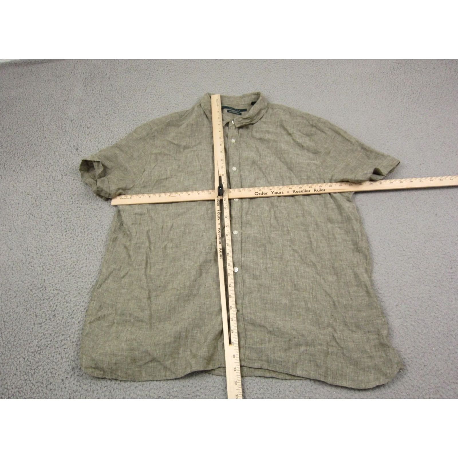 Perry Ellis Perry Ellis Shirt Adult 2XL Green 100% Linen Button Up Men Camp Short Sleeve Crew Neck Collared Casual Vintage: No Size US XXL / EU 58 / 5 - 5 Thumbnail
