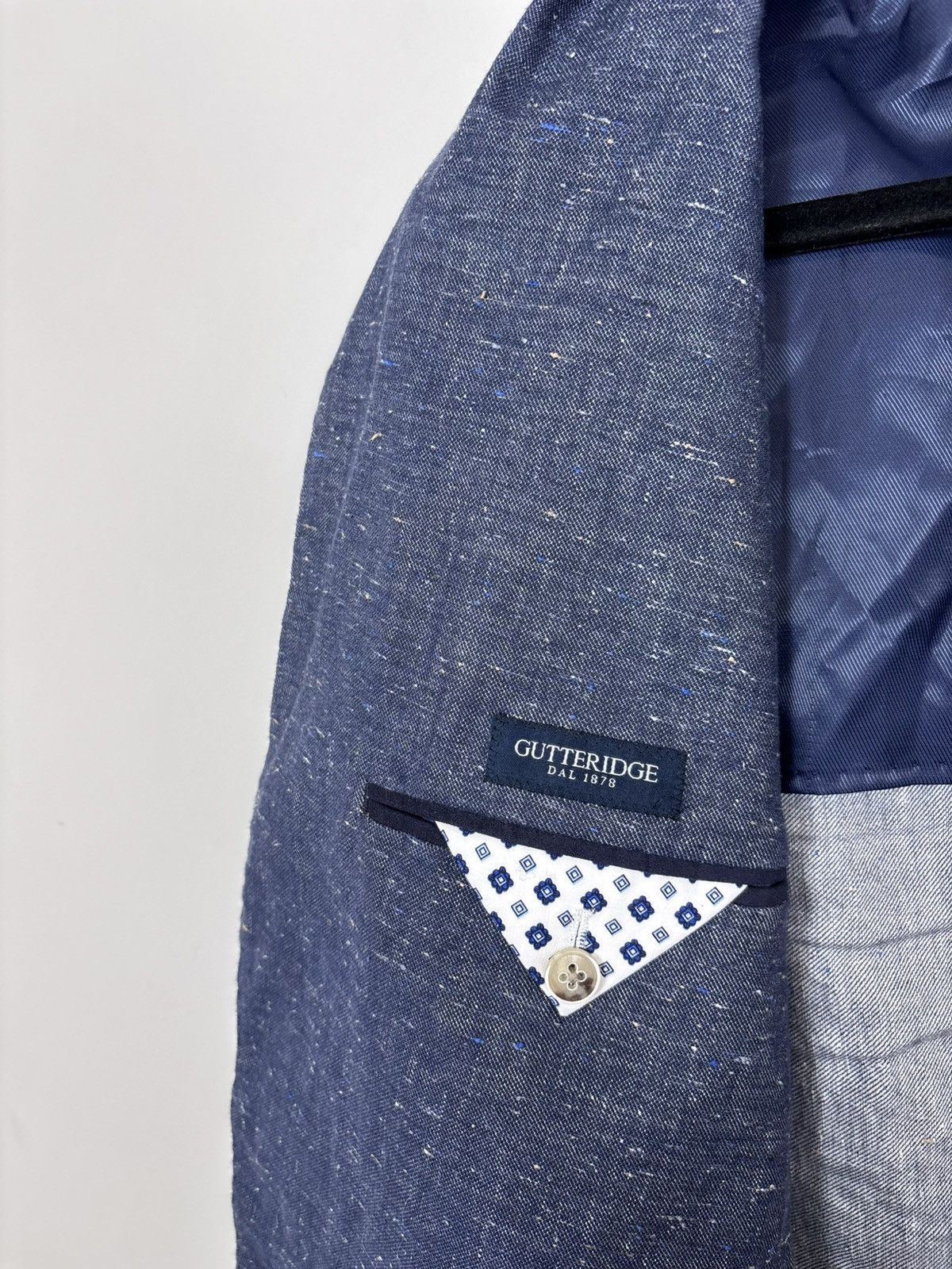 Other Gutteridge Men’s Blue Cotton Linen Silk Blazer Jacket Coat Size 42R - 18 Thumbnail
