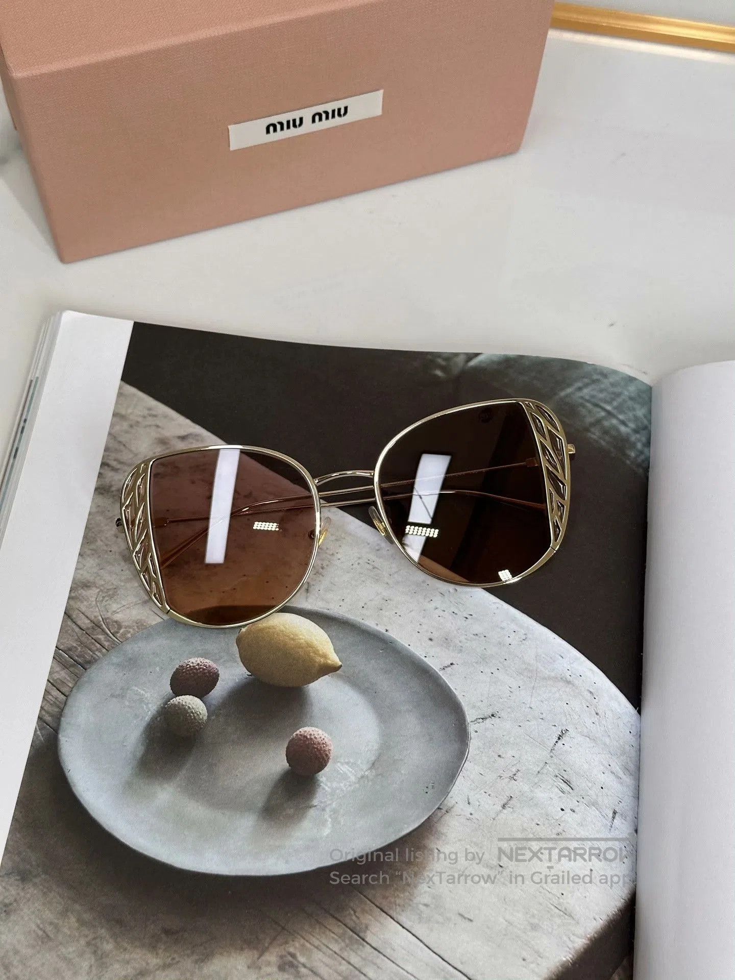 Miu Miu MIUMIU Gold Butterfly Casual Sunglasses. Size ONE SIZE - 2 Thumbnail