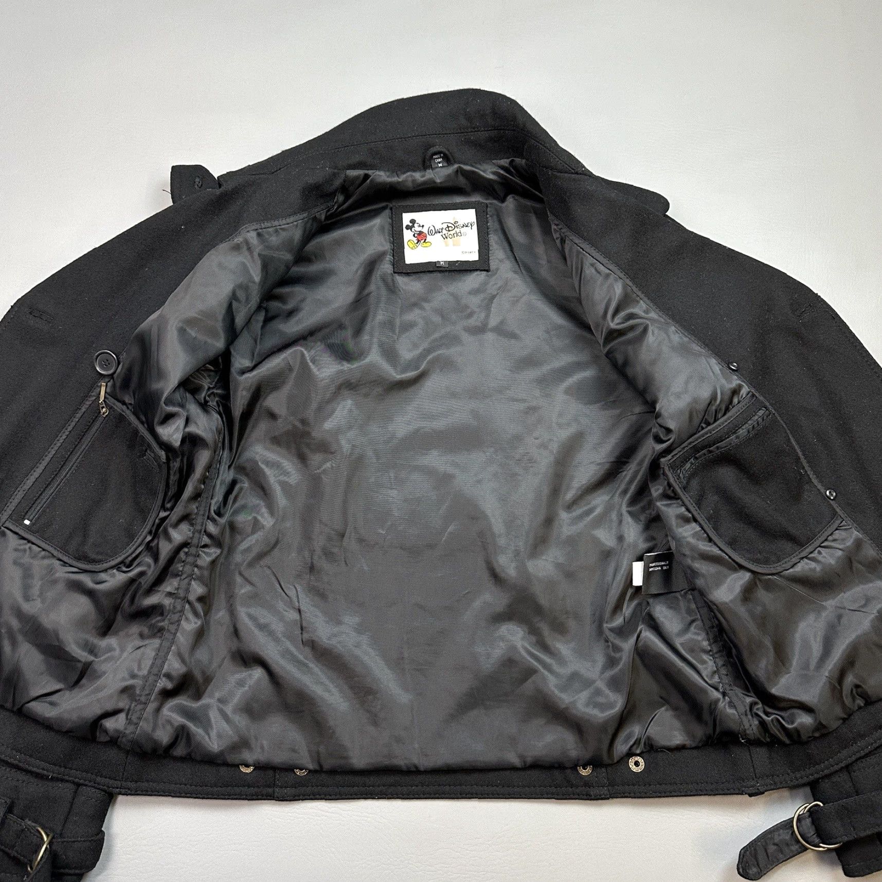 Disney VINTAGE Disney Peacoat Jacket Women's M Black Wool Blend 71 Logo Embroidered Button, Logo, Collared, Inner Pockets, Dry Clean Only, 80s 90s Theme Size M / US 6-8 / IT 42-44 - 5 Thumbnail