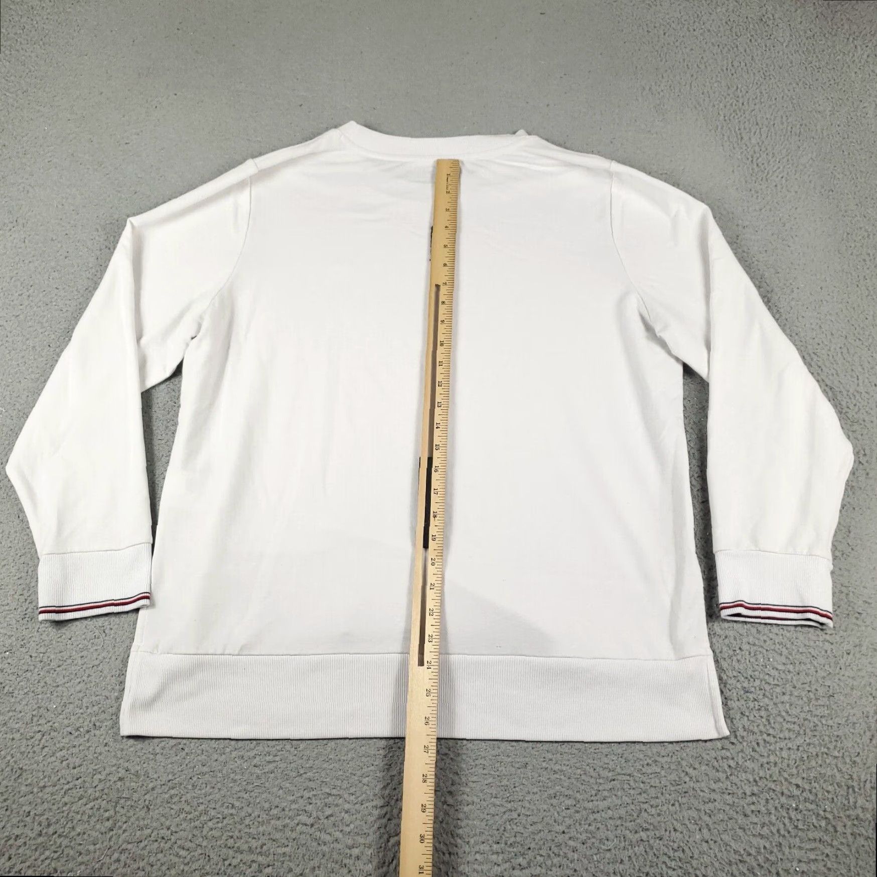 Tommy Hilfiger Tommy Hilfiger Pullover Sweater Womens XL White Cotton Crew Neck Short Sleeve Regular Fit Size XL / US 12-14 / IT 48-50 - 7 Thumbnail