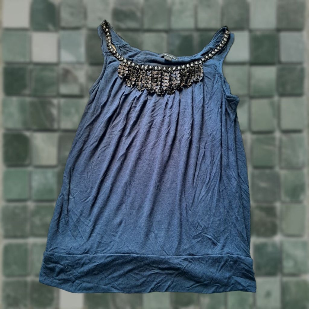 Vintage TWENTY ONE Women's Top Tank Shirt Medium M Blue Sleeveless Size M / US 6-8 / IT 42-44 - 1 Thumbnail