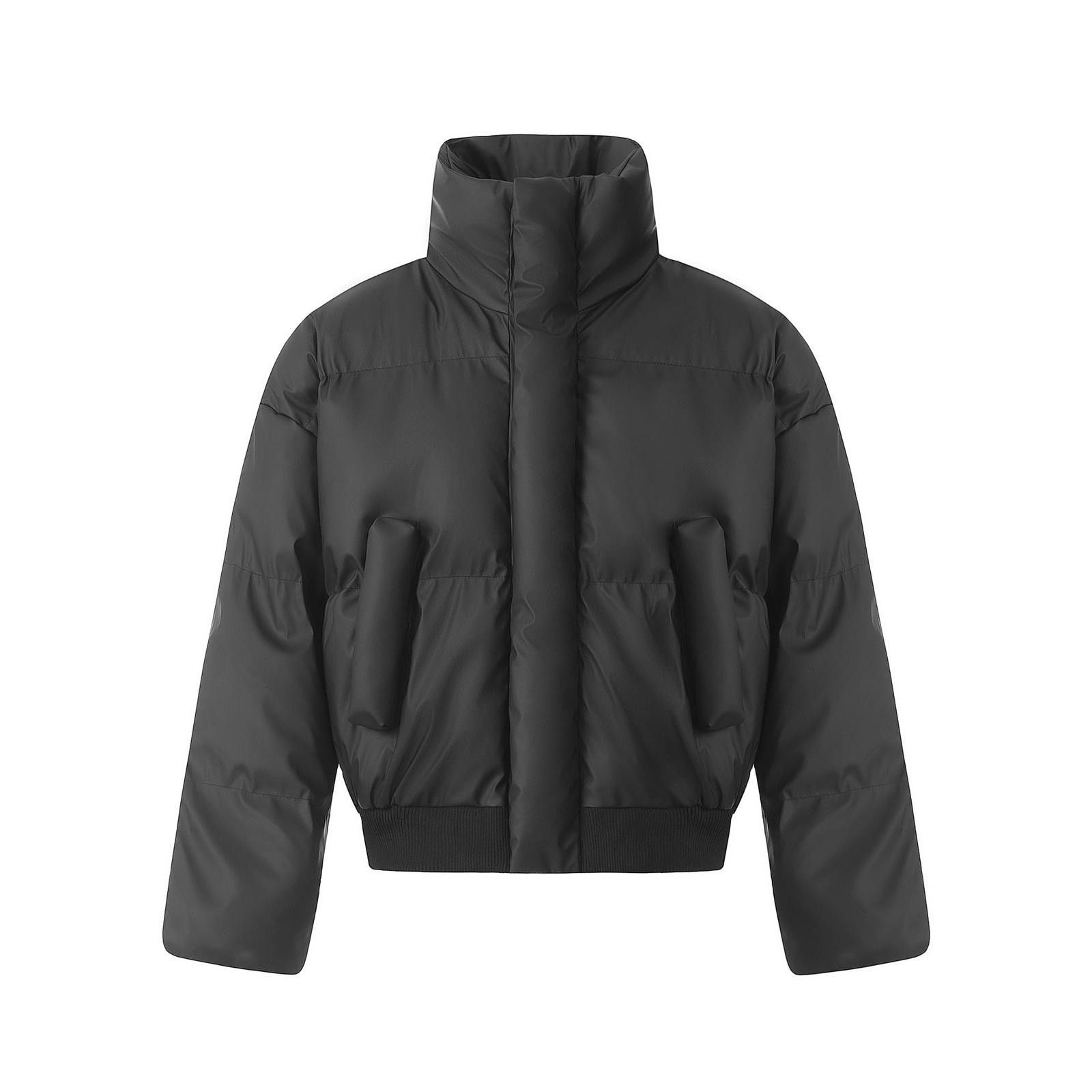 Japanese Brand Taupe Cropped Puffer Jacket, Women's Winter Outerwear Size US M / EU 48-50 / 2 - 5 Thumbnail