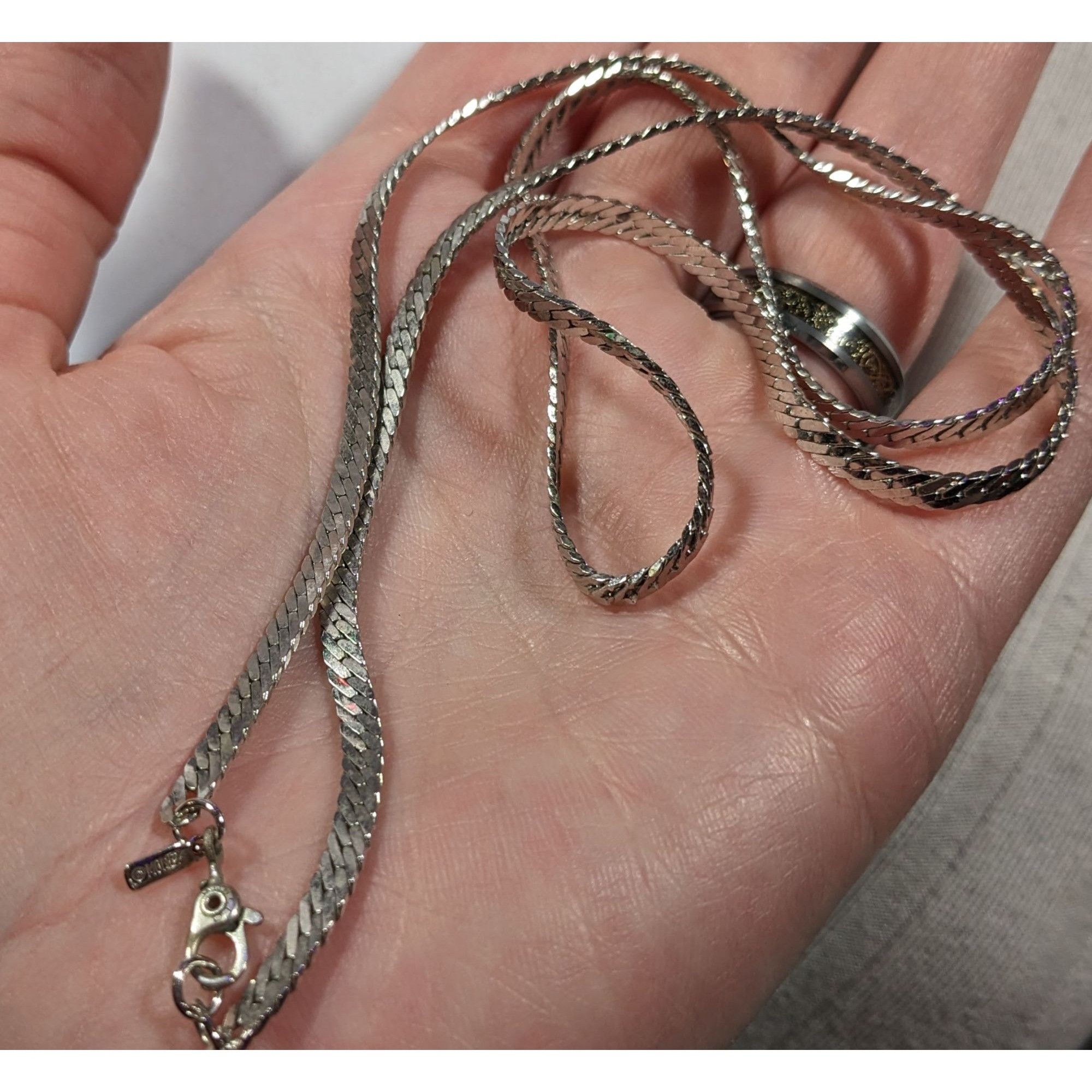 Monet Vintage Monet Herringbone Silver Tone Chain Necklace Size ONE SIZE - 6 Thumbnail