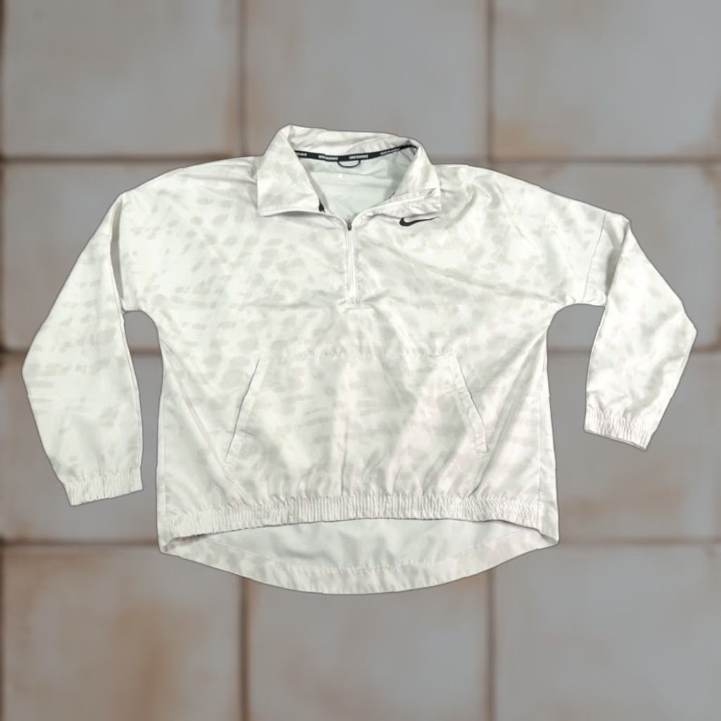 Nike Nike Running Pullover Womens LARGE White Pullover Quarter Zip Brush Texture Size L / US 10 / IT 46 - 1 Thumbnail