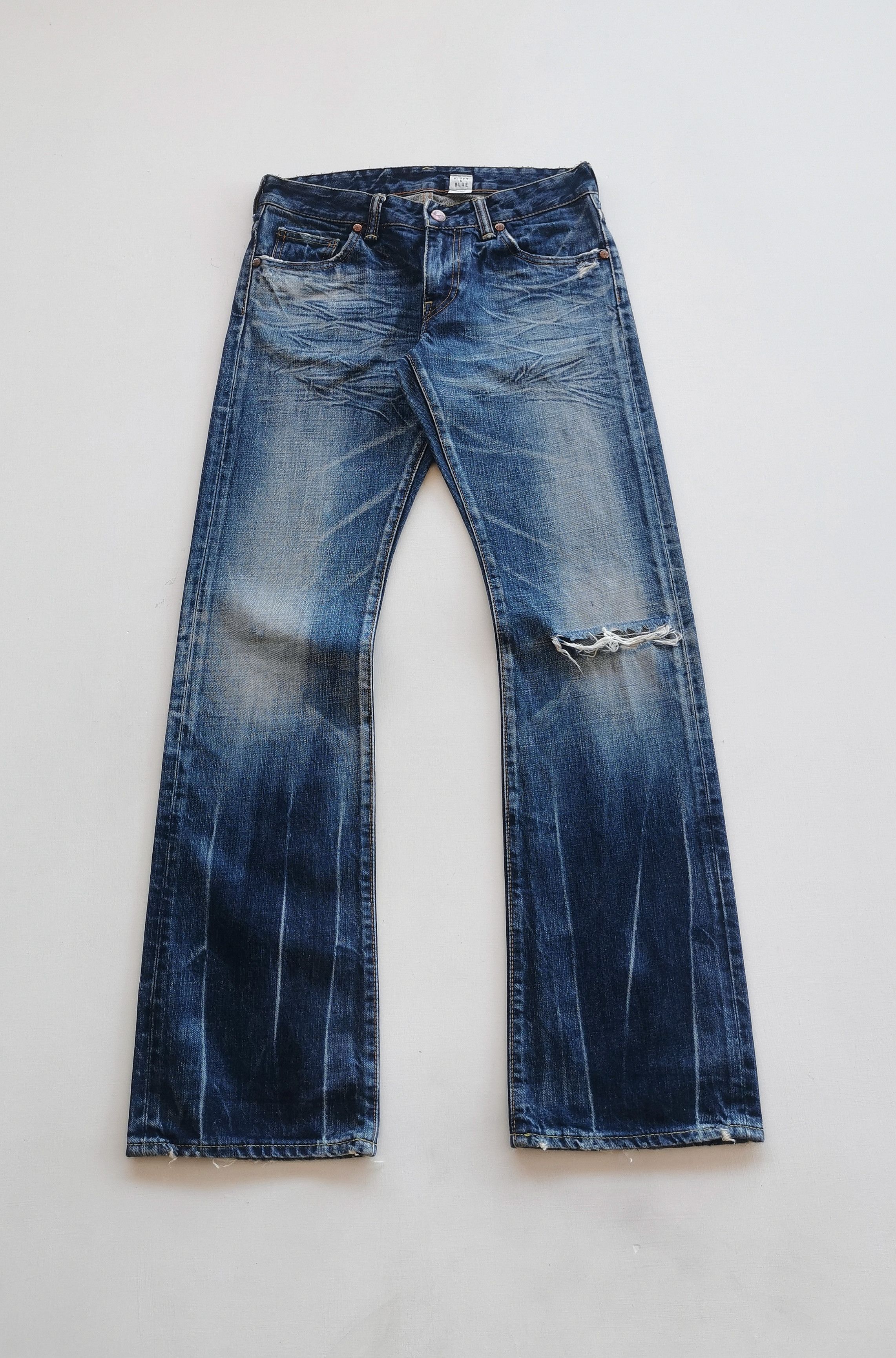 Japanese Brand Japanese Brand Rivet Blue Flare Whiskering Distressed Jeans Size US 28 / EU 44 - 1 Thumbnail