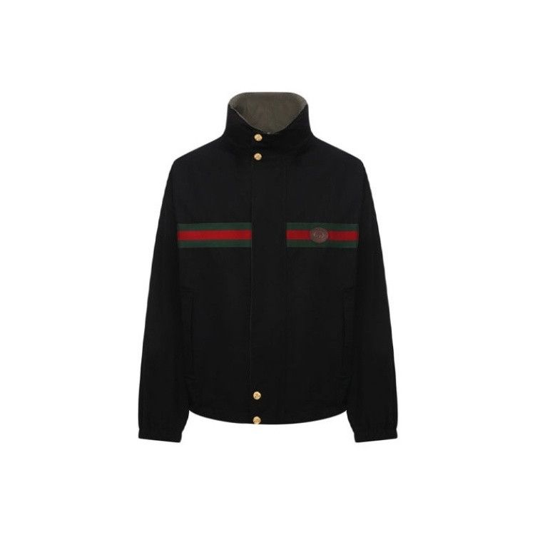 GUCCI Logo Embroidered Nylon Cotton Jacket