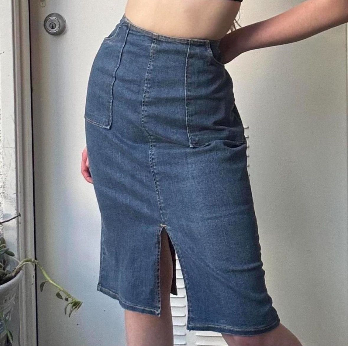 WhoWhat WHO WHAT WEAR DENIM MIDI SKIRT Size 28" / US 6 / IT 42 - 1 Thumbnail