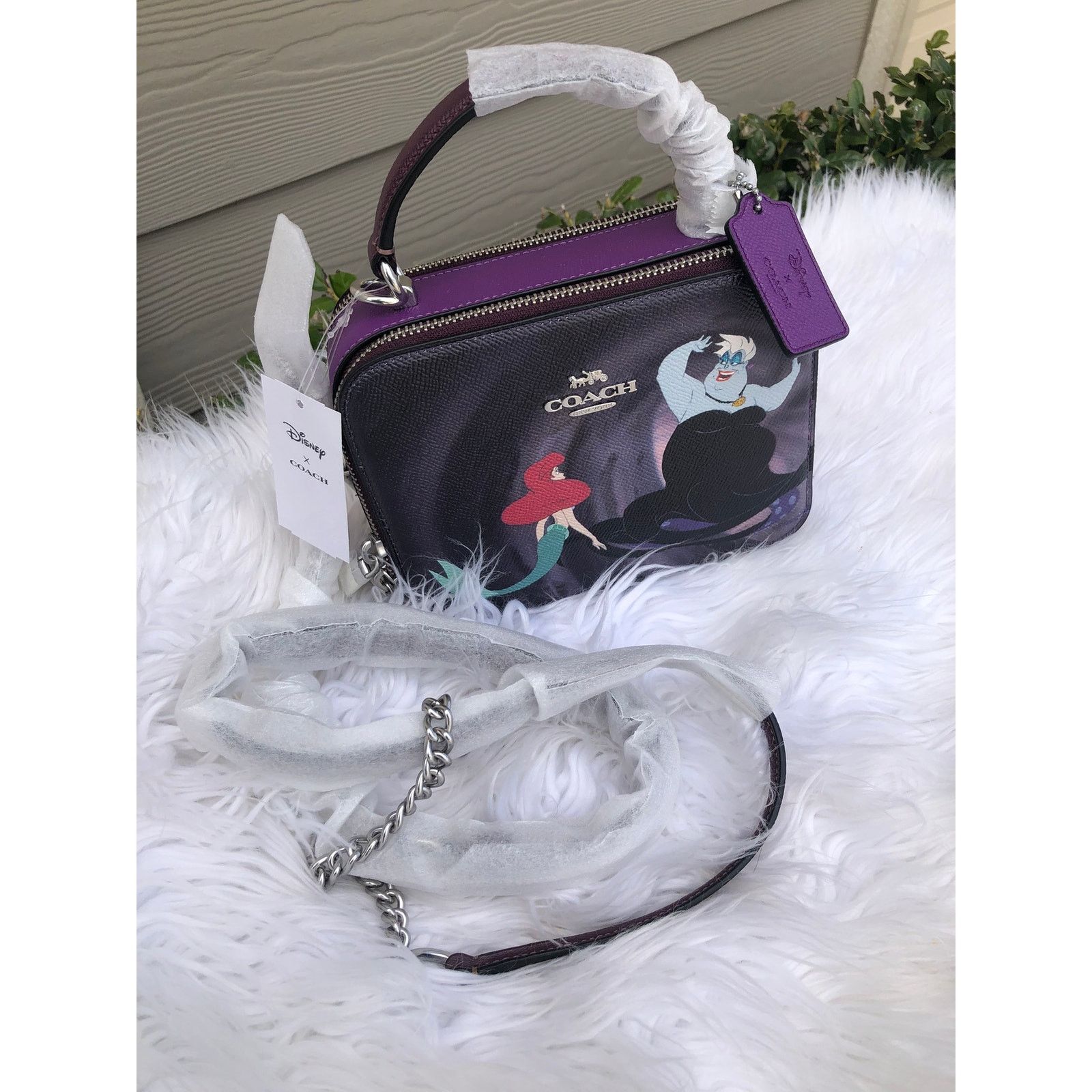 image of Coach Disney Box Crossbody With Ursula Motif in Purple, Women's