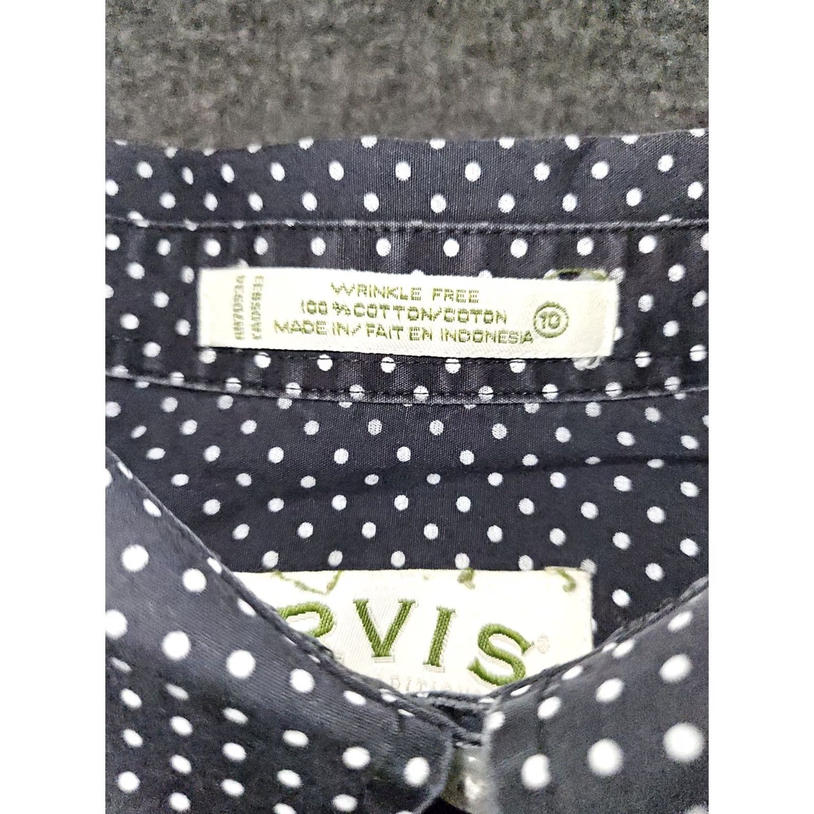 Orvis Orvis Button-Up Shirt Women's 10 Navy Blue Polka Dot Long Sleeve Wrinkle Free Size L / US 10 / IT 46 - 6 Thumbnail