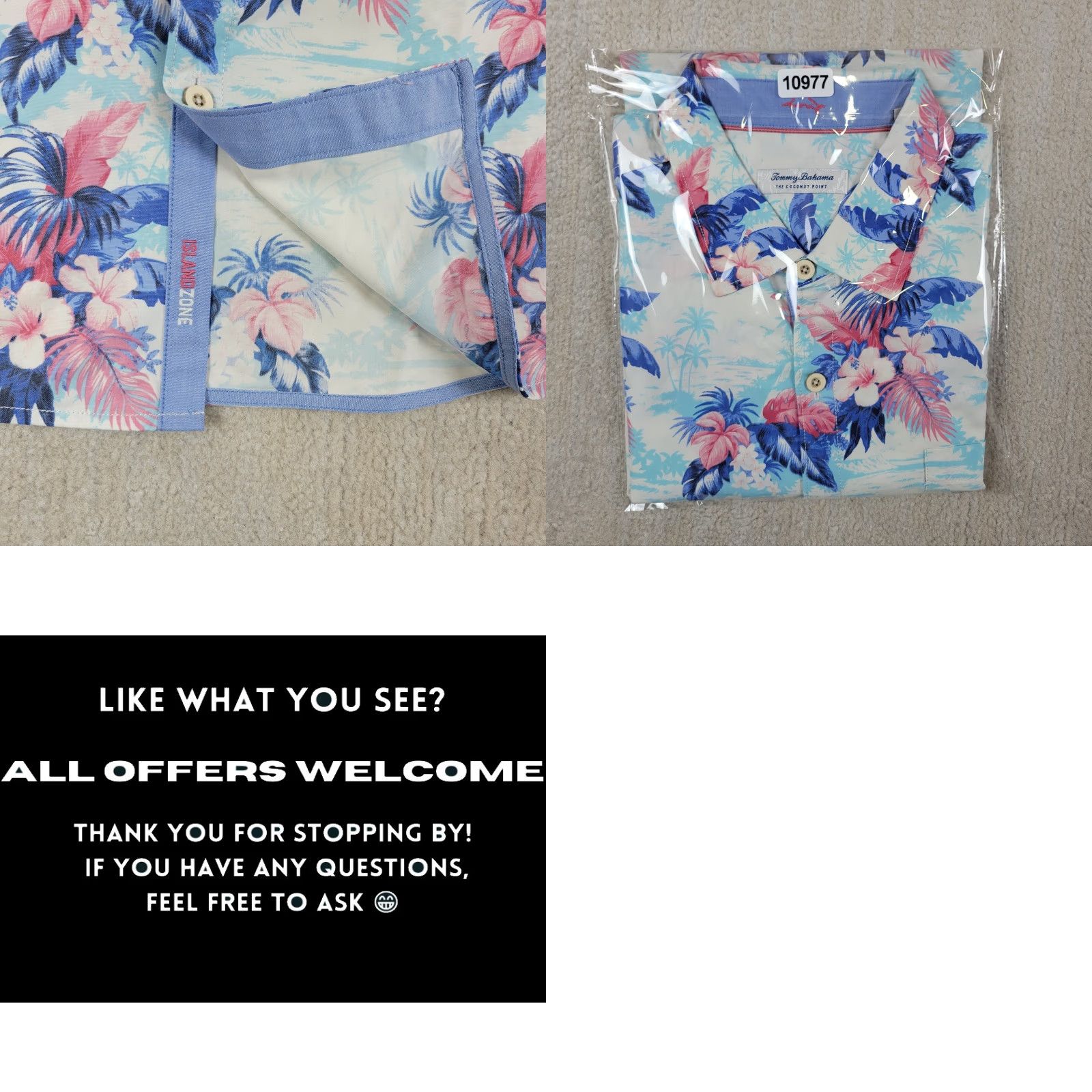 Tommy Bahama VINTAGE Tommy Bahama Shirt Mens XL Blue Pink Floral Tropical Hubiscus Fern Islandzone Size US XL / EU 56 / 4 - 8 Thumbnail