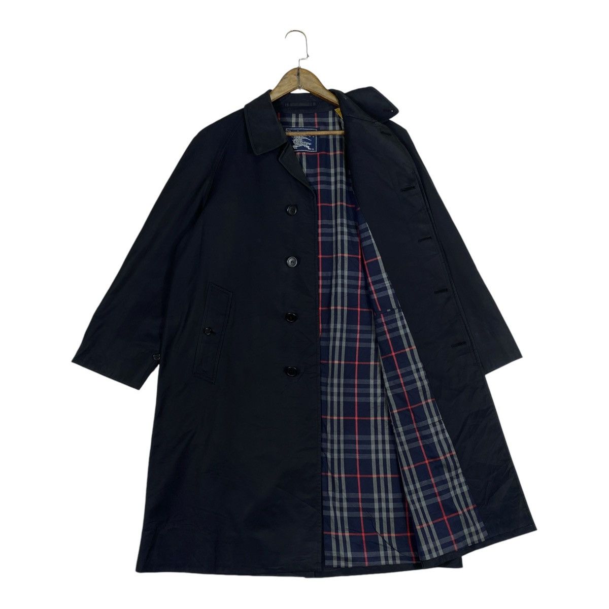 Burberry × Burberry Prorsum Vintage Burberrys London Nova Checked Navy Blue Long Jacket Size US M / EU 48-50 / 2 - 3 Thumbnail