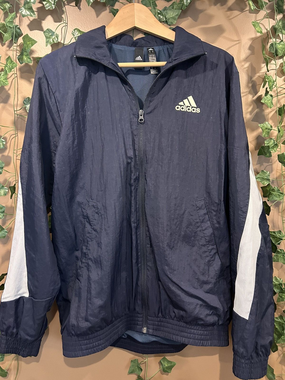 Vintage Navy Blue Adidas Windbreaker Light Jacket