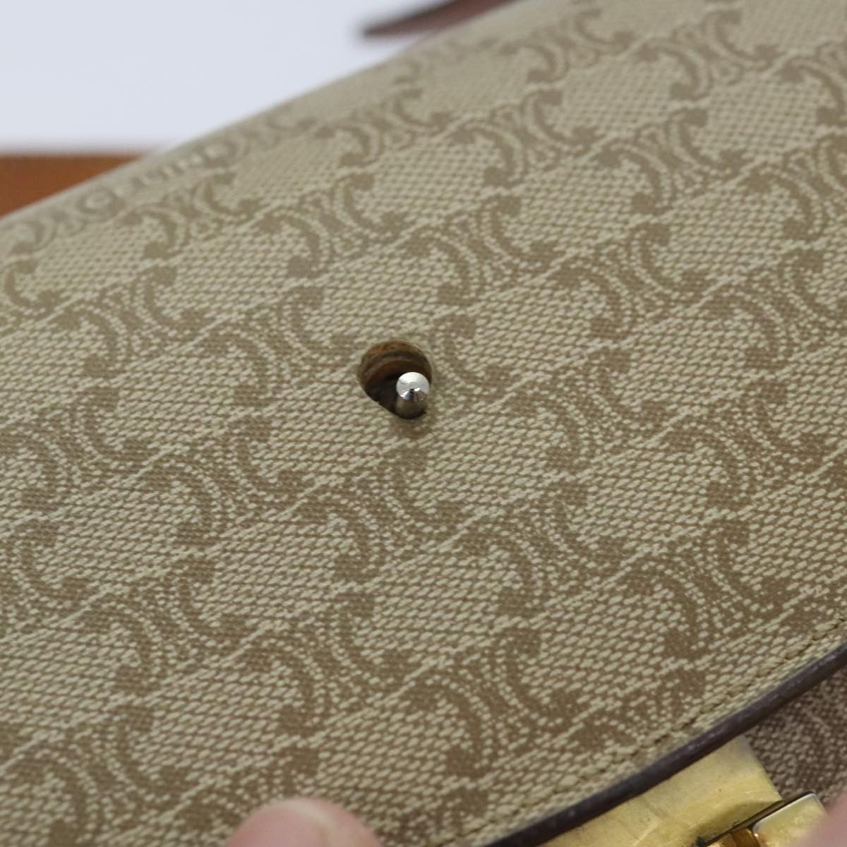Celine CELINE Macadam Canvas Shoulder Bag Beige Gold Size ONE SIZE - 14 Thumbnail