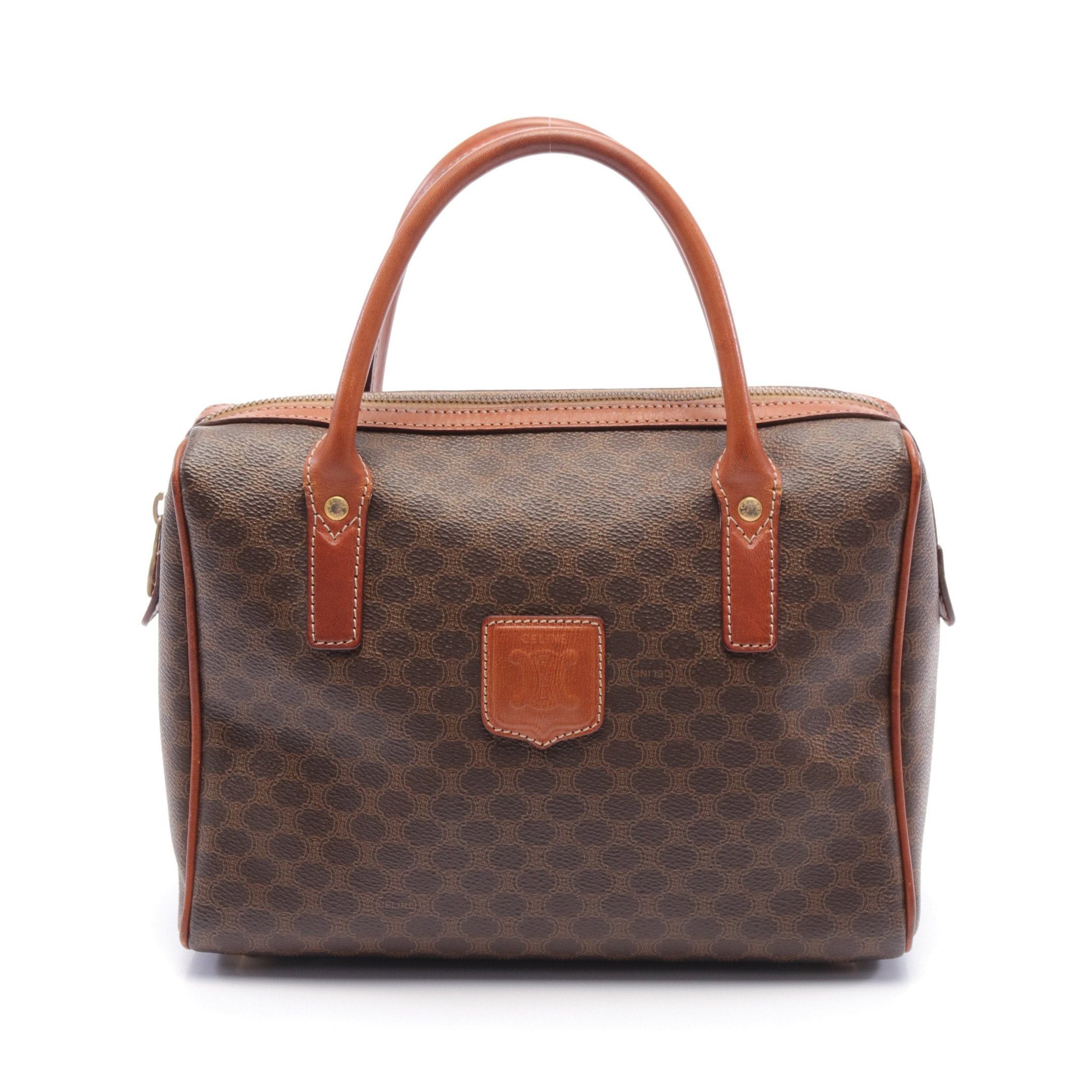 image of Celine Macadam Handbag Pvc Leather Dark Brown, Women's