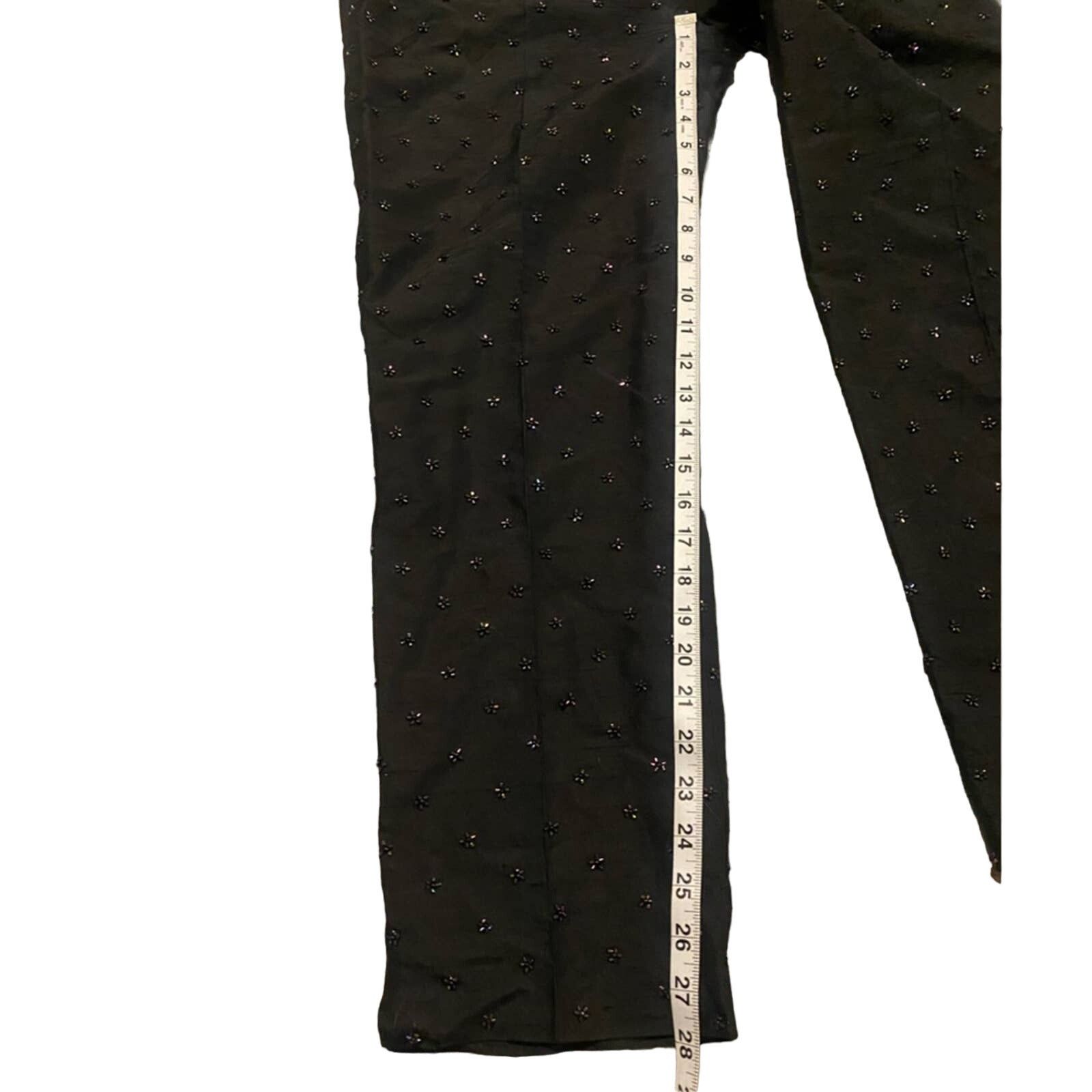 Other Vintage 1990s Karen Kane Pants Silk Beaded Black Pants 10 Size 32" / US 10 / IT 46 - 6 Thumbnail