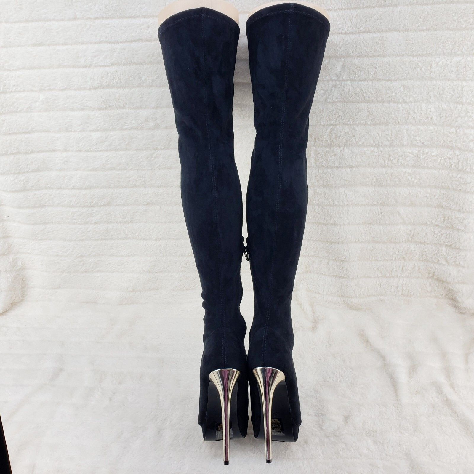 Other Girlz Revenge Faux Stretch Black Suede High Heel Pointy Toe Size US 9 / IT 39 - 9 Thumbnail