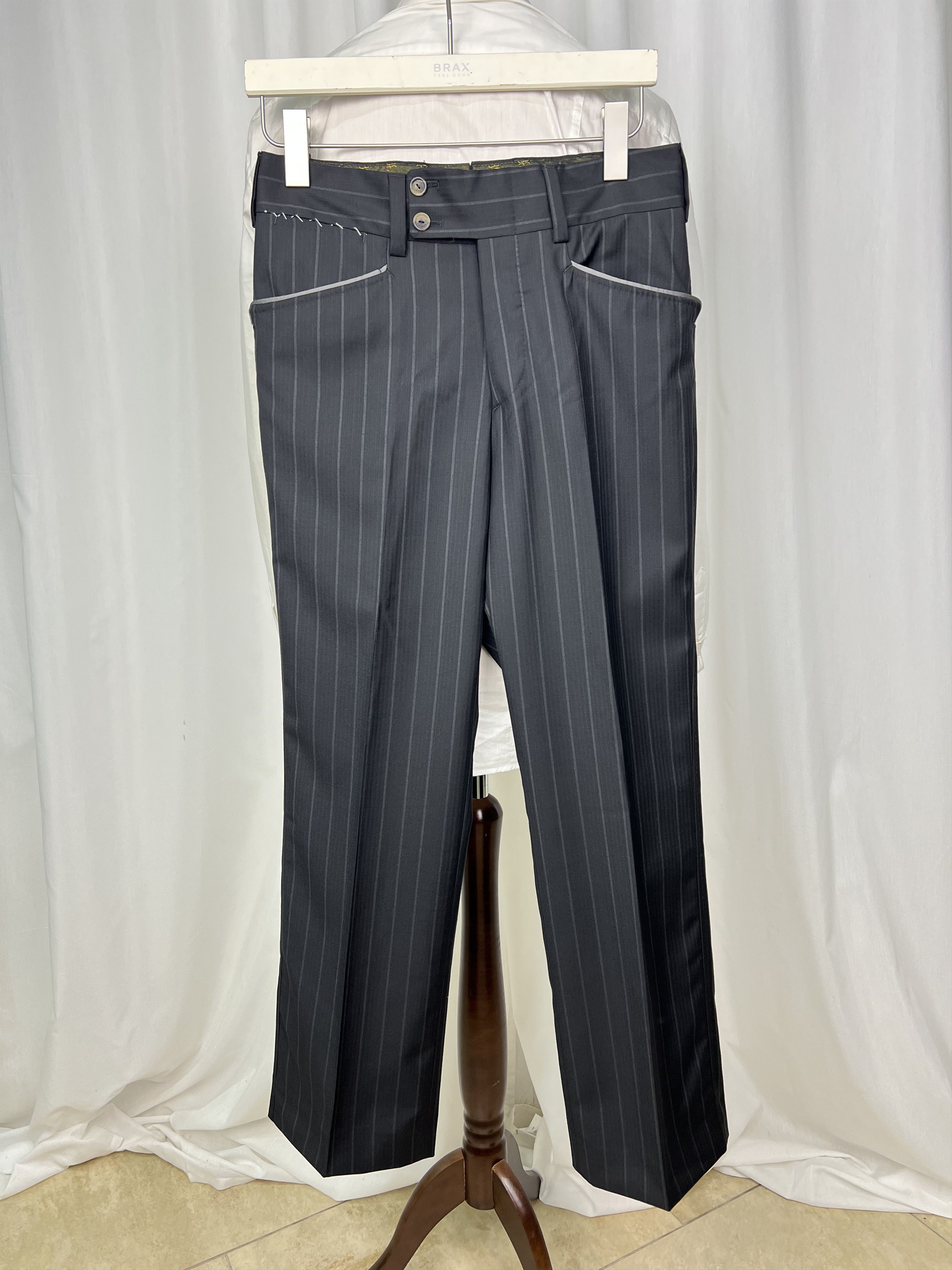 Billionaire Couture by Galasso Charcoal Striped 2-Piece Wool Suit Size 36R - 10 Thumbnail